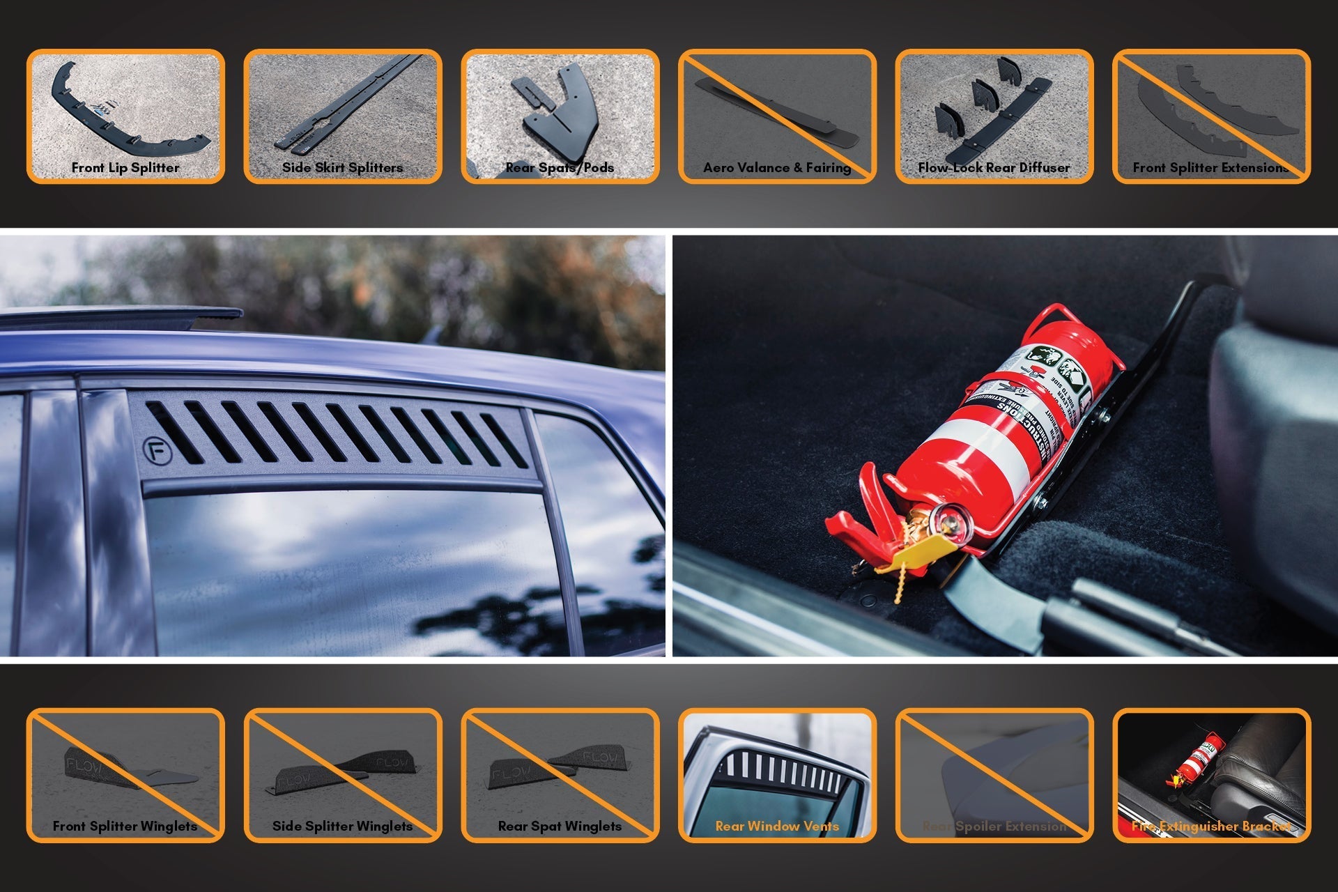Flow Designs MK7.5 Golf GTI Full Lip Splitter Set with Flow-Lock Rear Diffuser - iilumolab
