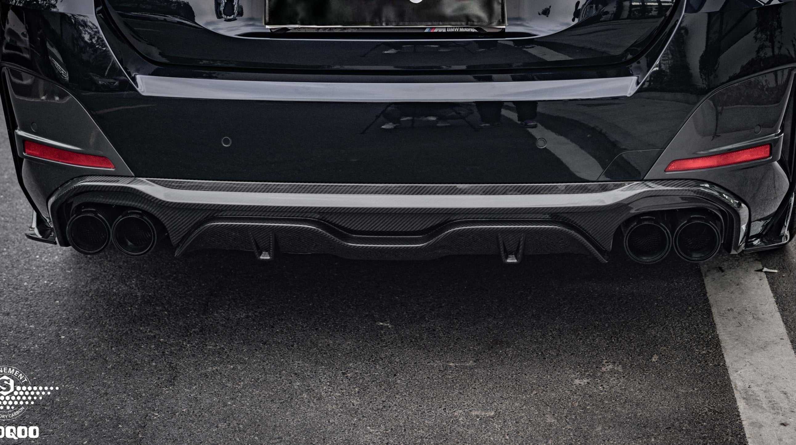 Sooqoo Pre Pregged Dry Carbon Fiber Quad Tips Diffuser for BMW 4 Series G26 2021+