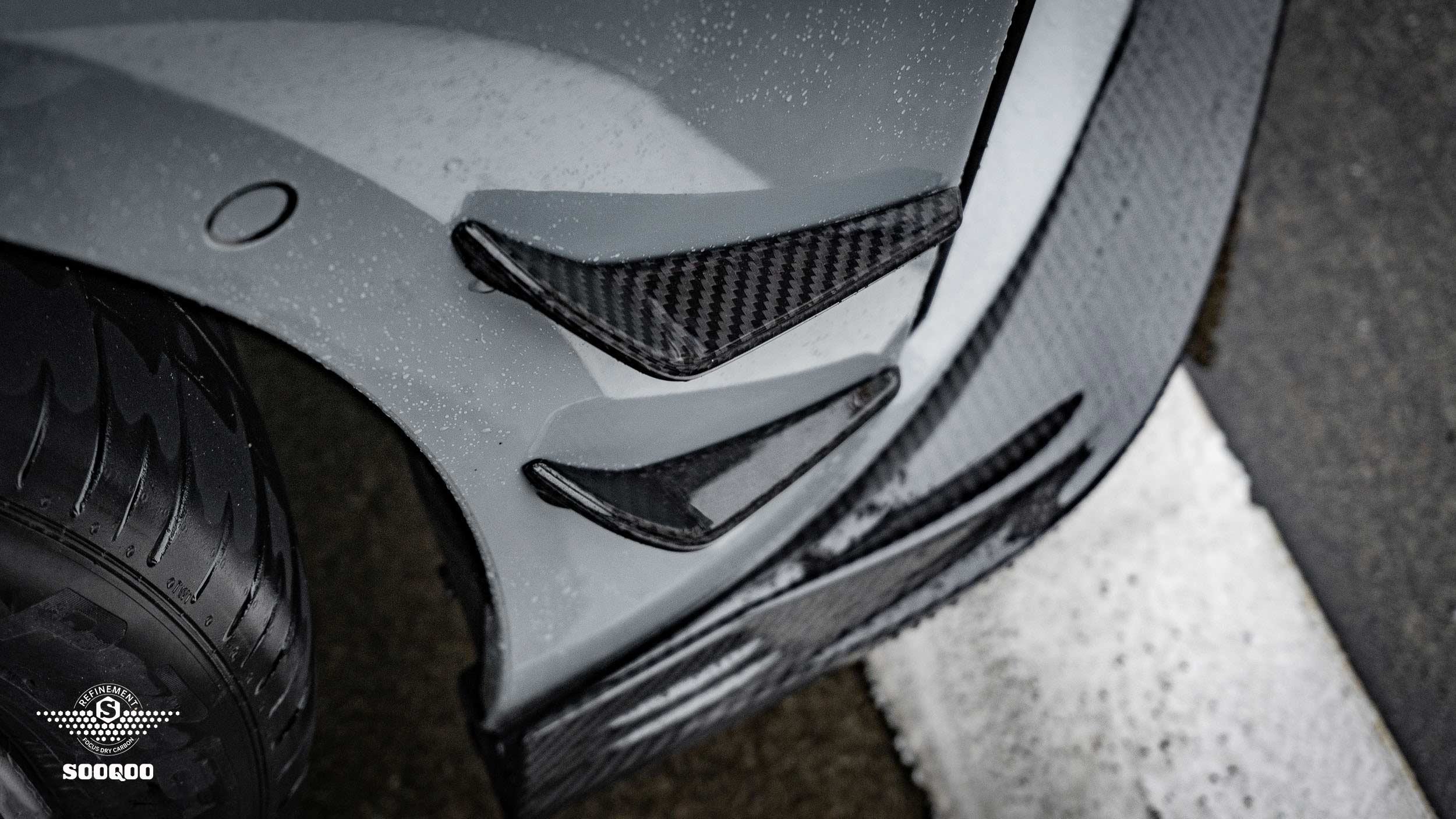 Sooqoo Pre Pregged Dry Carbon Fiber Front Lip for BMW 4 Series G26 2021+