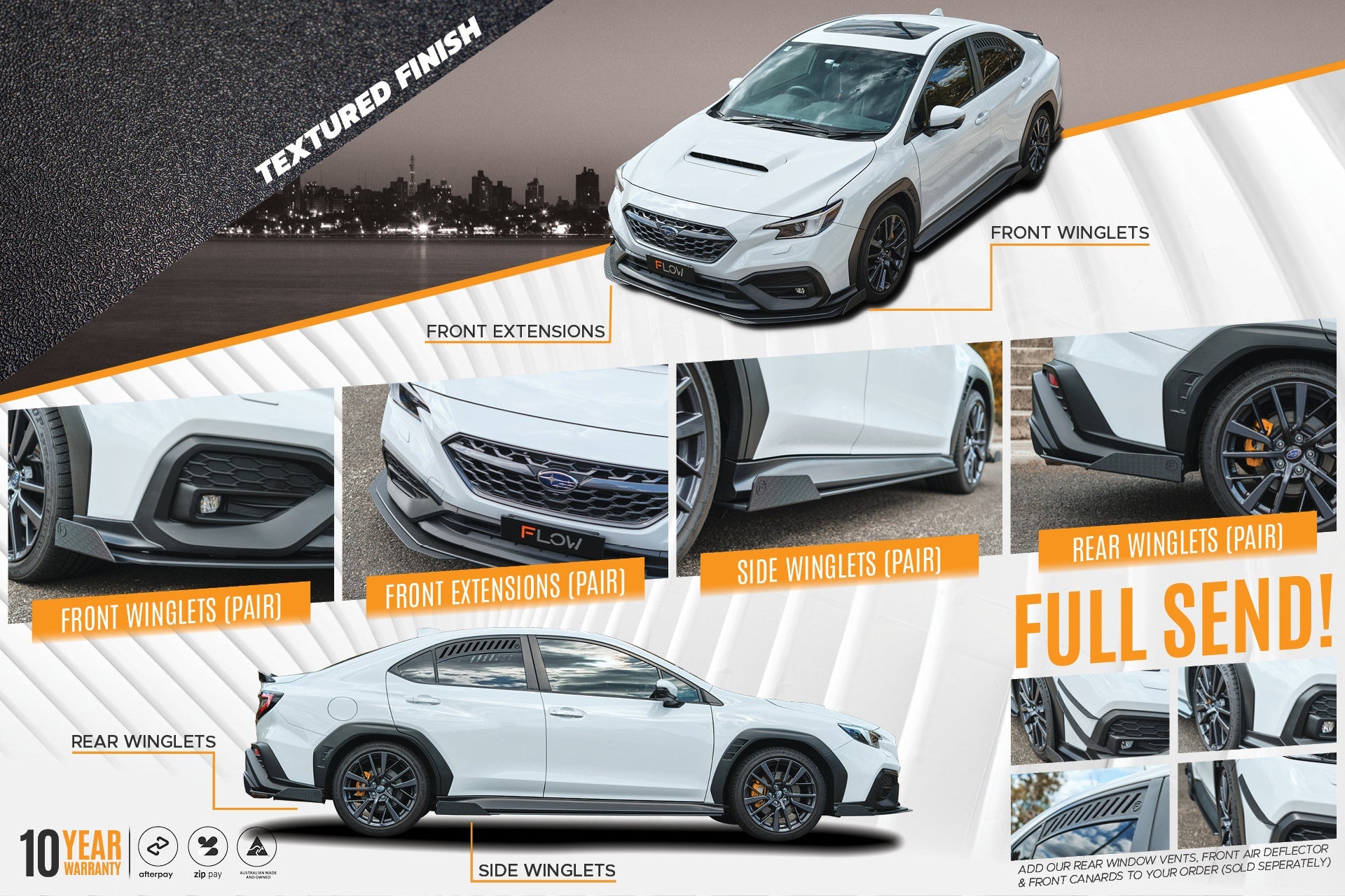 VB WRX Full Lip Splitter Set (TEXTURED BLACK) - iilumolab