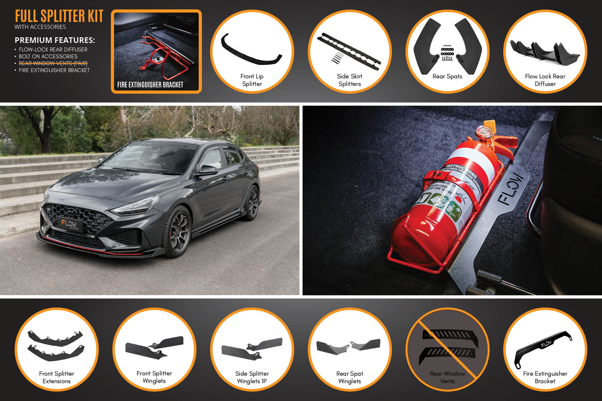 Flow Designs i30N Fastback PD FL 2022+ Full Lip Splitter Set - iilumolab