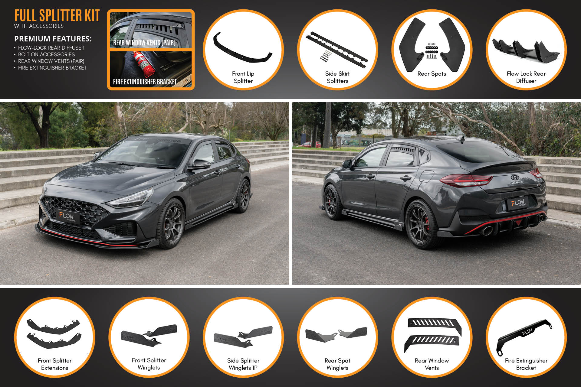 Flow Designs i30N Fastback PD FL 2022+ Full Lip Splitter Set - iilumolab