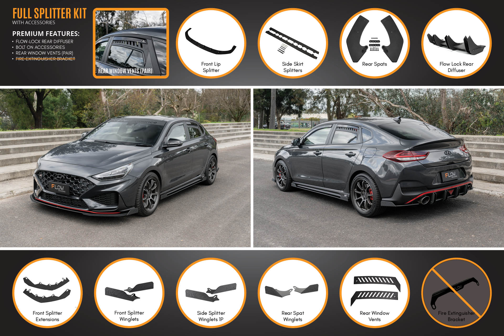 Flow Designs i30N Fastback PD FL 2022+ Full Lip Splitter Set - iilumolab