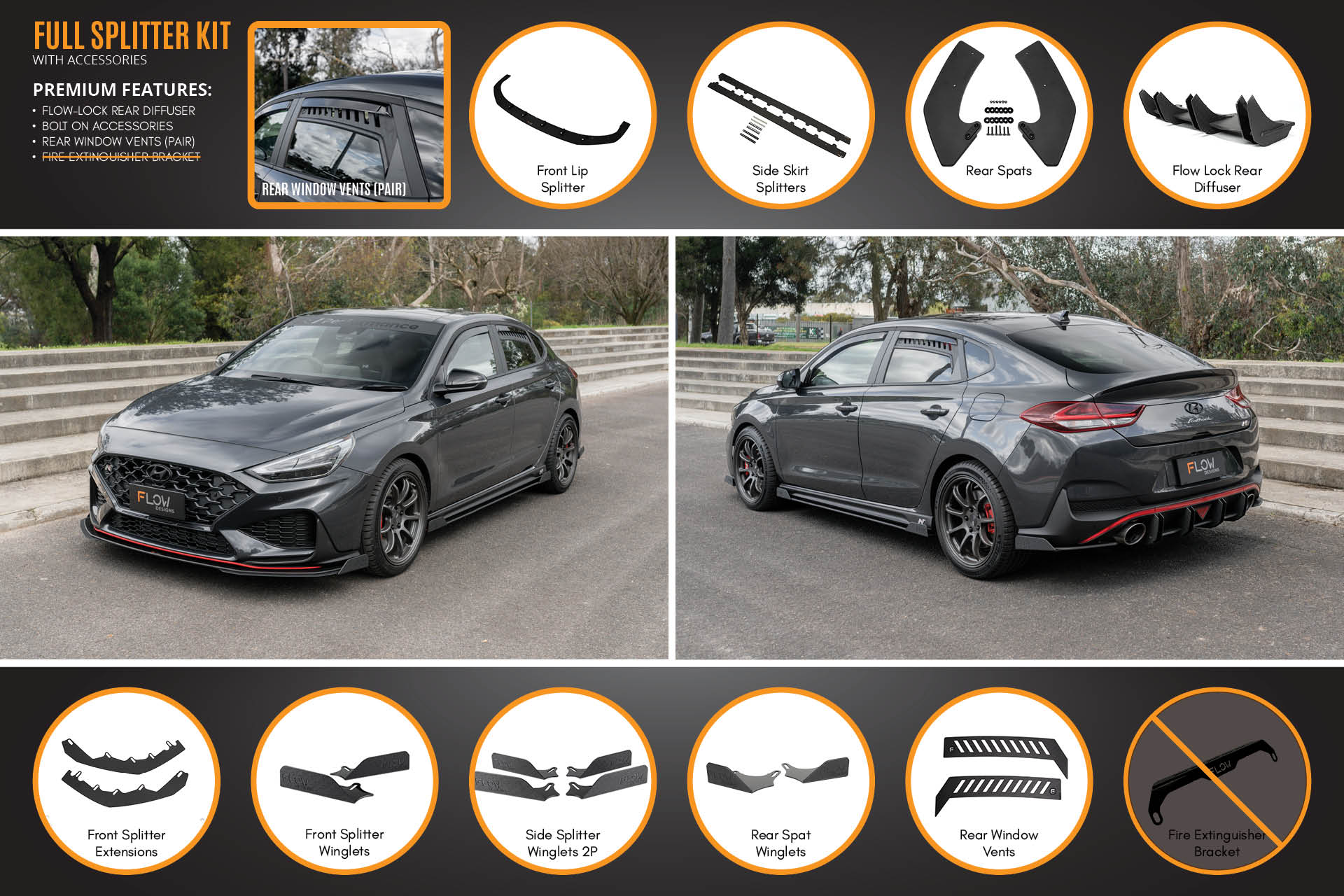 Flow Designs i30N Fastback PD FL 2022+ Full Lip Splitter Set - iilumolab