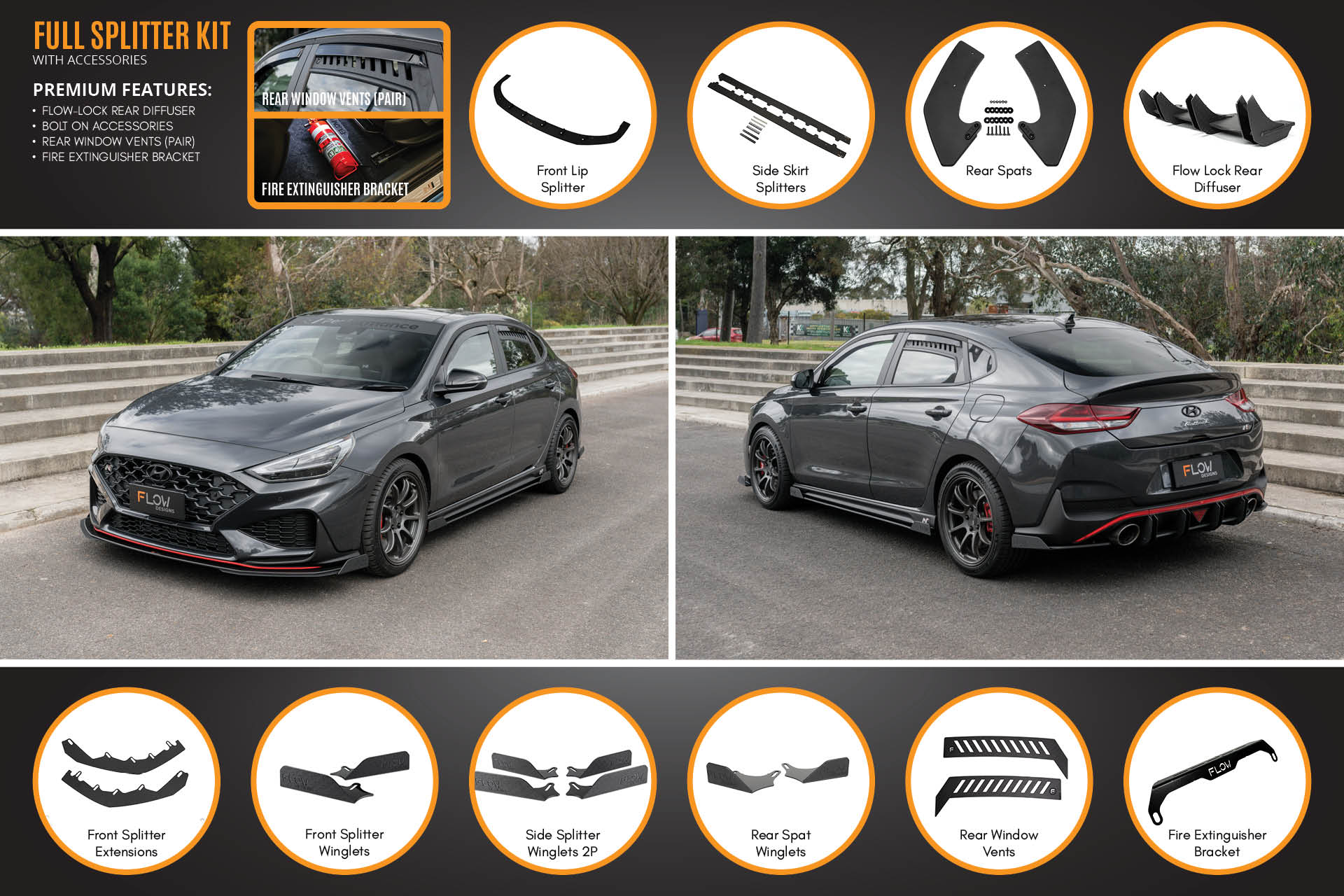 Flow Designs i30N Fastback PD FL 2022+ Full Lip Splitter Set - iilumolab