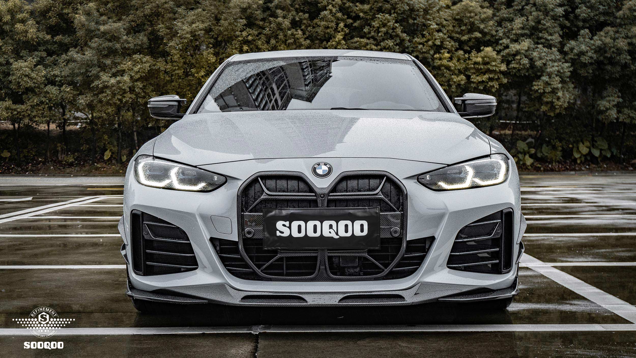 Sooqoo Pre Pregged Dry Carbon Fiber Front Lip for BMW 4 Series G26 2021+