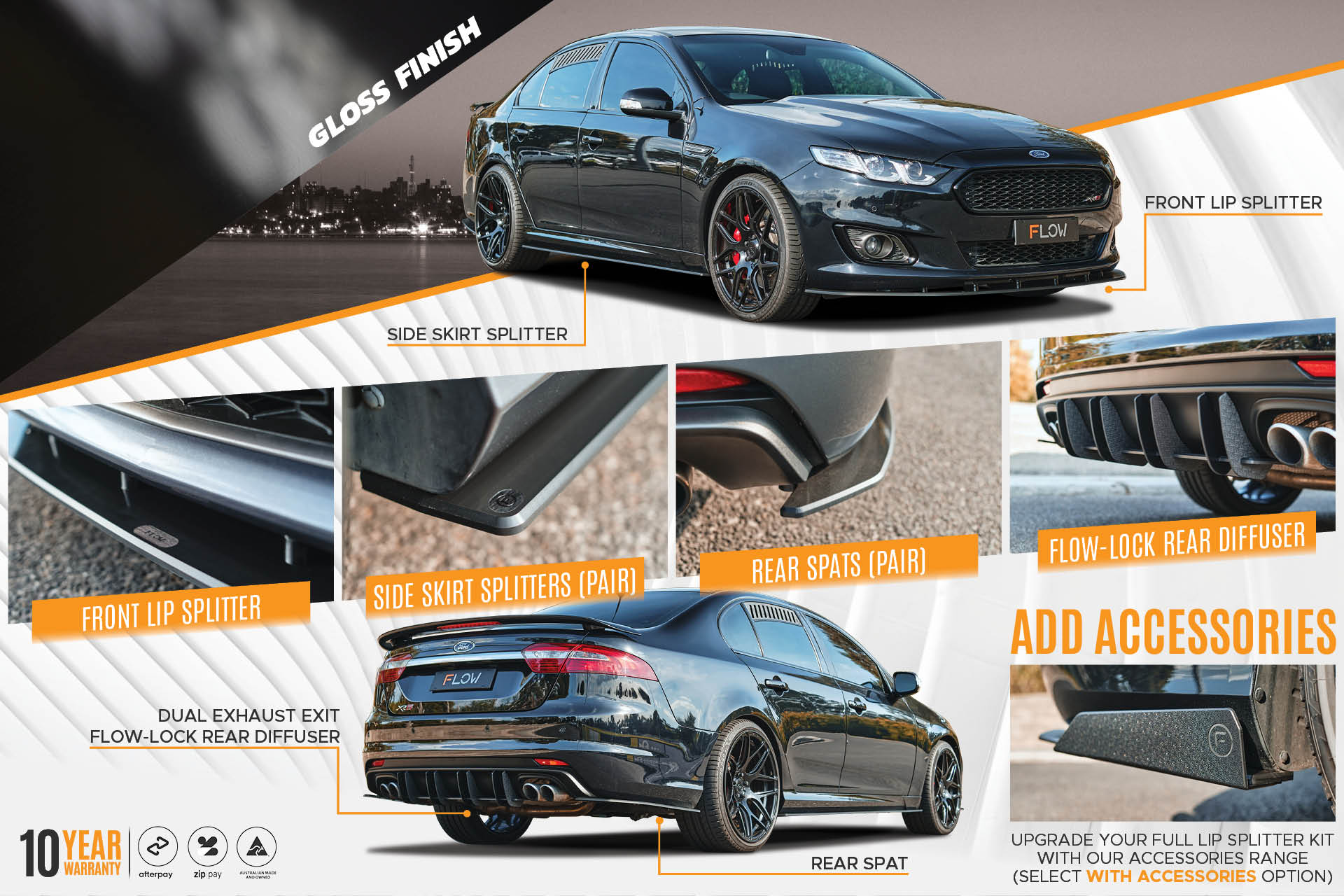Flow Designs Falcon FGX Full Lip Splitter Set (GLOSS BLACK) - iilumolab