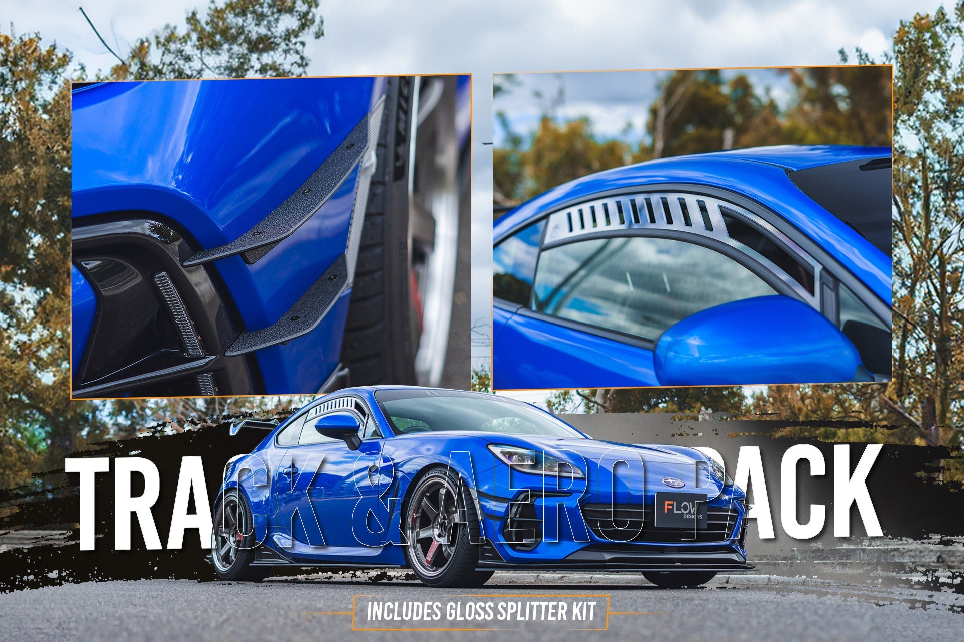 Flow Designs ZD8 BRZ STI Full Lip Splitter Set (GLOSS BLACK) - iilumolab
