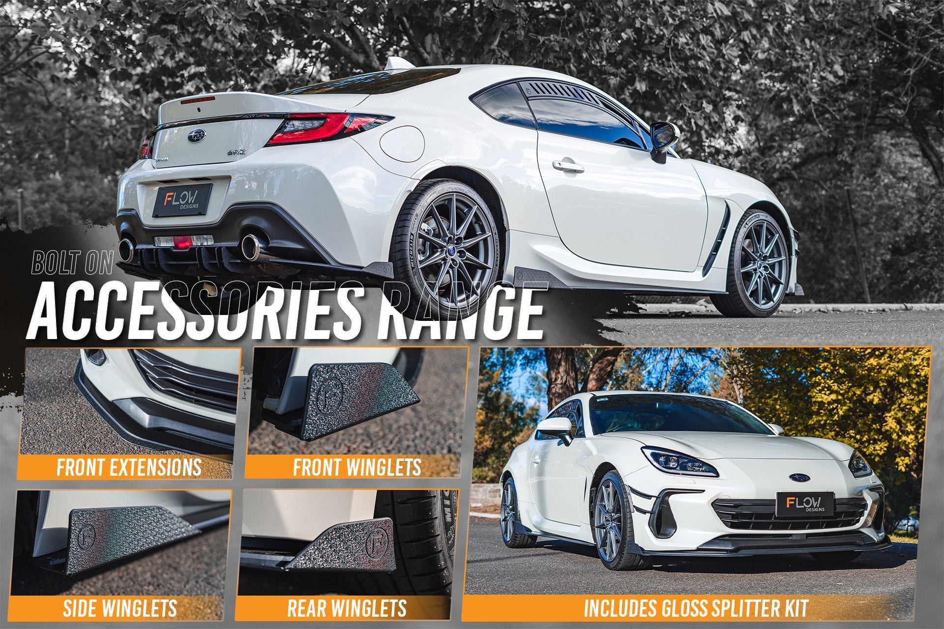 Flow Designs ZD8 BRZ Full Lip Splitter Set (GLOSS BLACK) - iilumolab