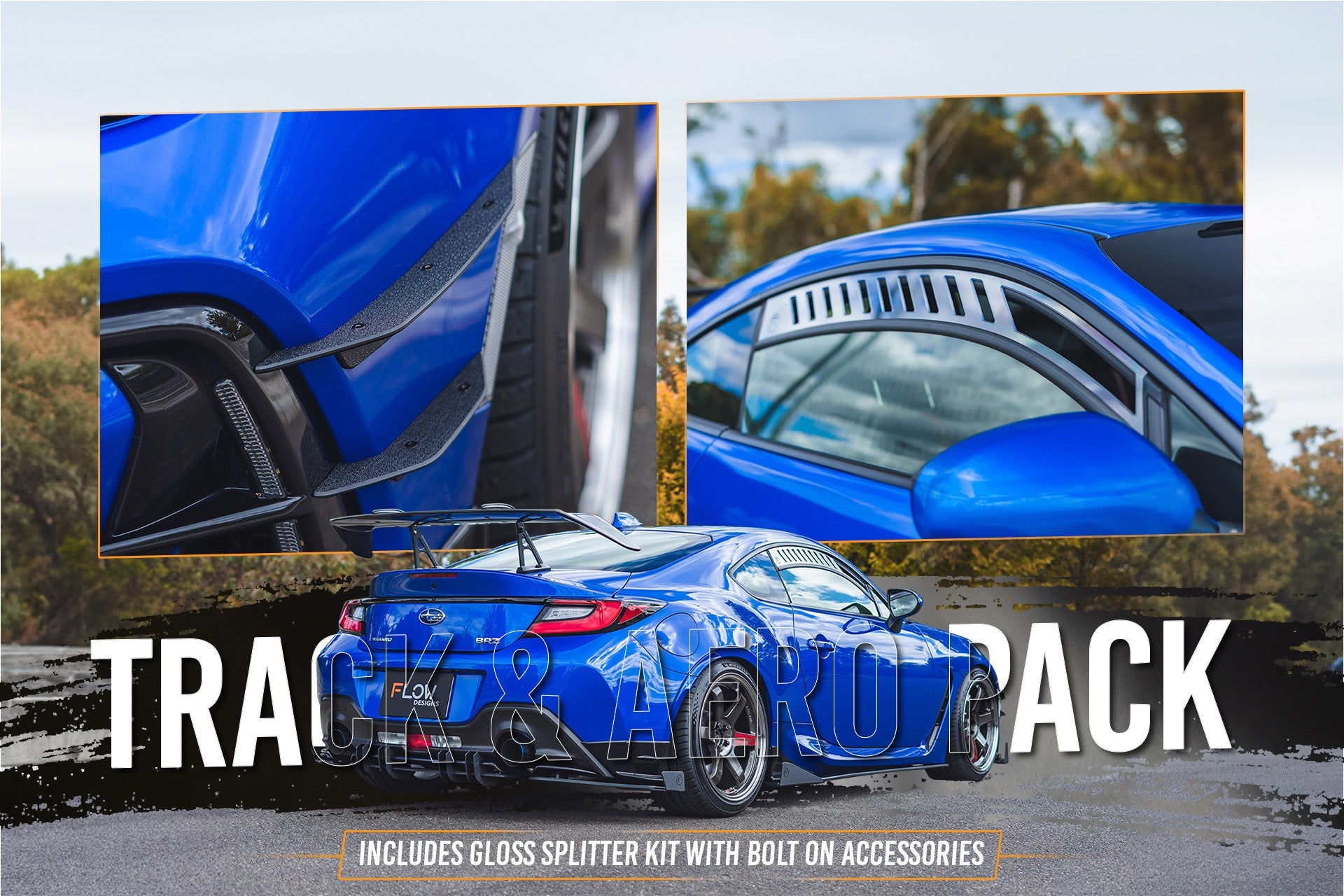Flow Designs ZD8 BRZ STI Full Lip Splitter Set (GLOSS BLACK) - iilumolab