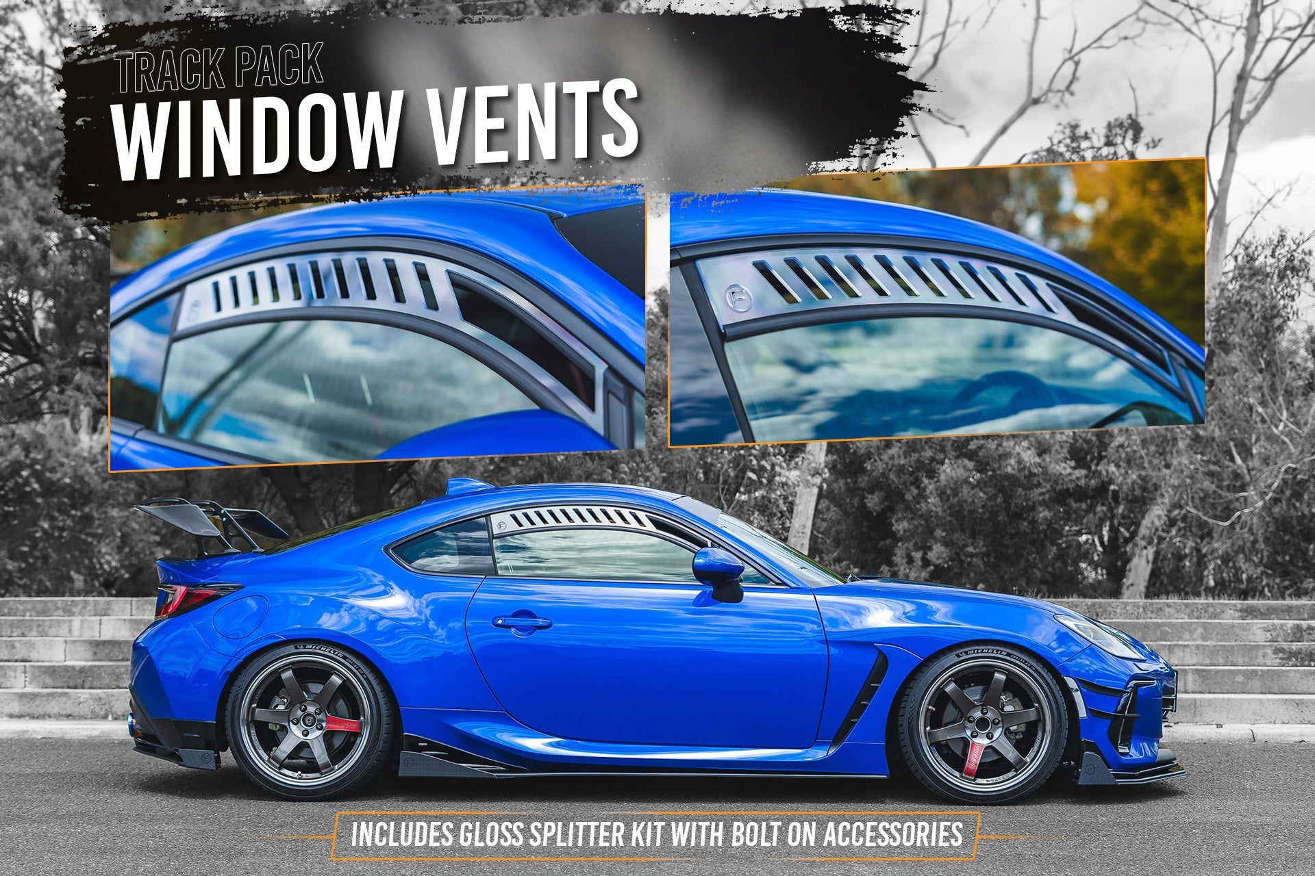 Flow Designs ZD8 BRZ STI Full Lip Splitter Set (GLOSS BLACK) - iilumolab