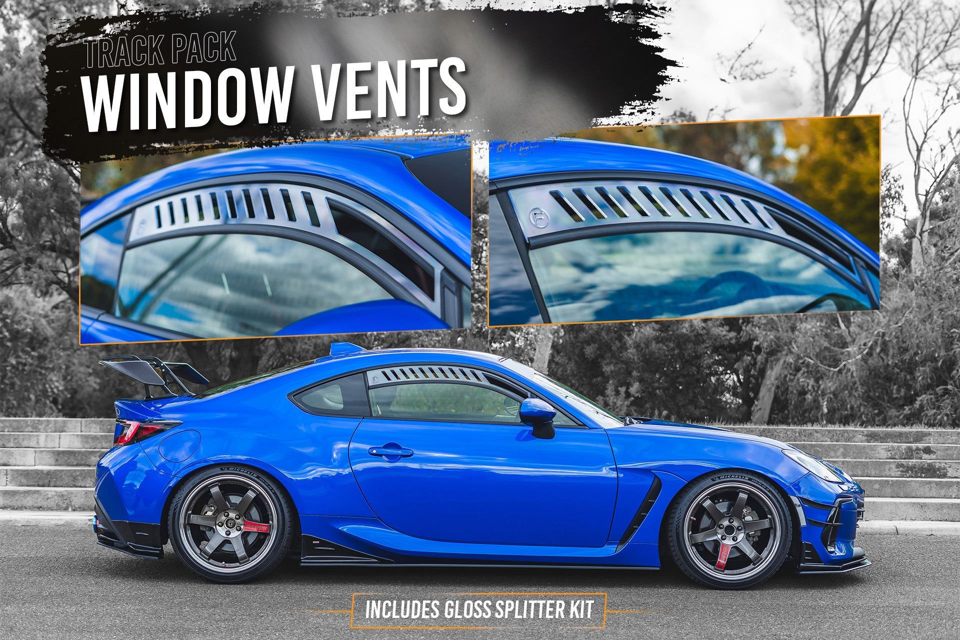 Flow Designs ZD8 BRZ STI Full Lip Splitter Set (GLOSS BLACK) - iilumolab