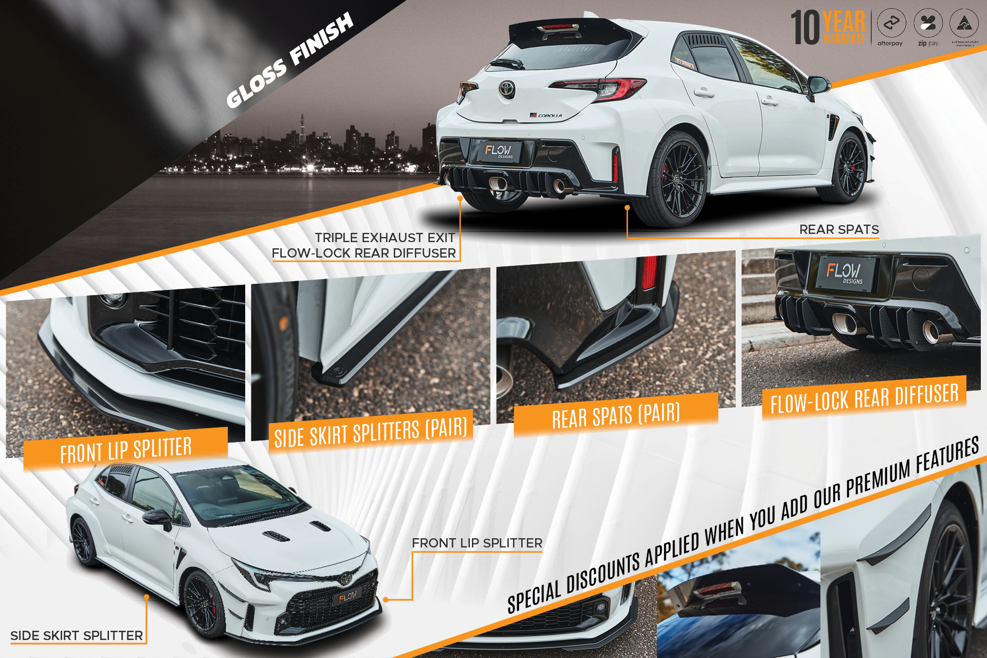 Flow Designs Corolla GR Full Lip Splitter Set (GLOSS BLACK) - iilumolab
