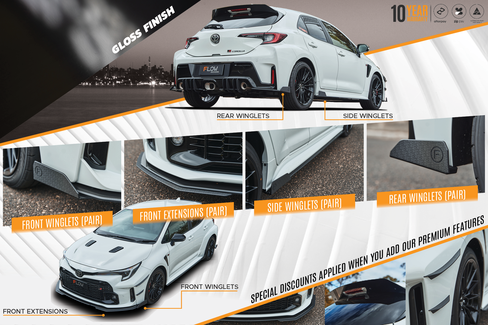 Flow Designs Corolla GR Full Lip Splitter Set (GLOSS BLACK) - iilumolab