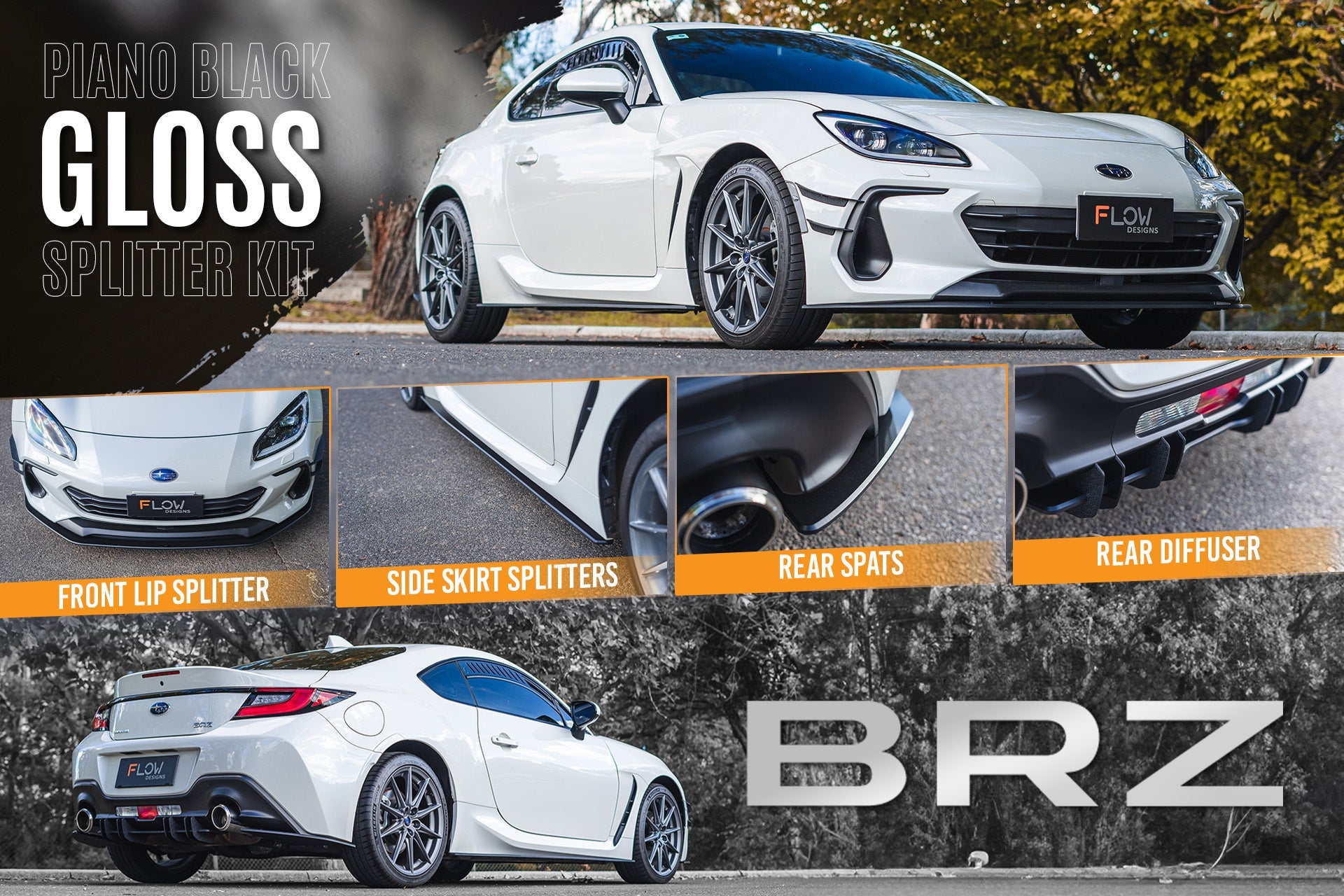 Flow Designs ZD8 BRZ Full Lip Splitter Set (GLOSS BLACK) - iilumolab