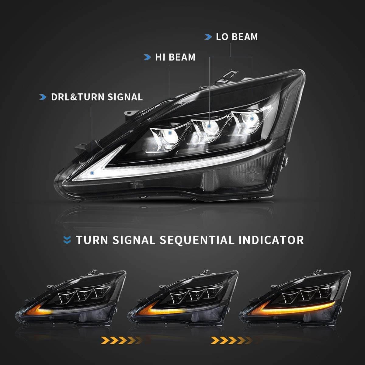 2006-2013 LEXUS IS250 IS350 ISF SEQUENTIAL LED HEADLIGHTS