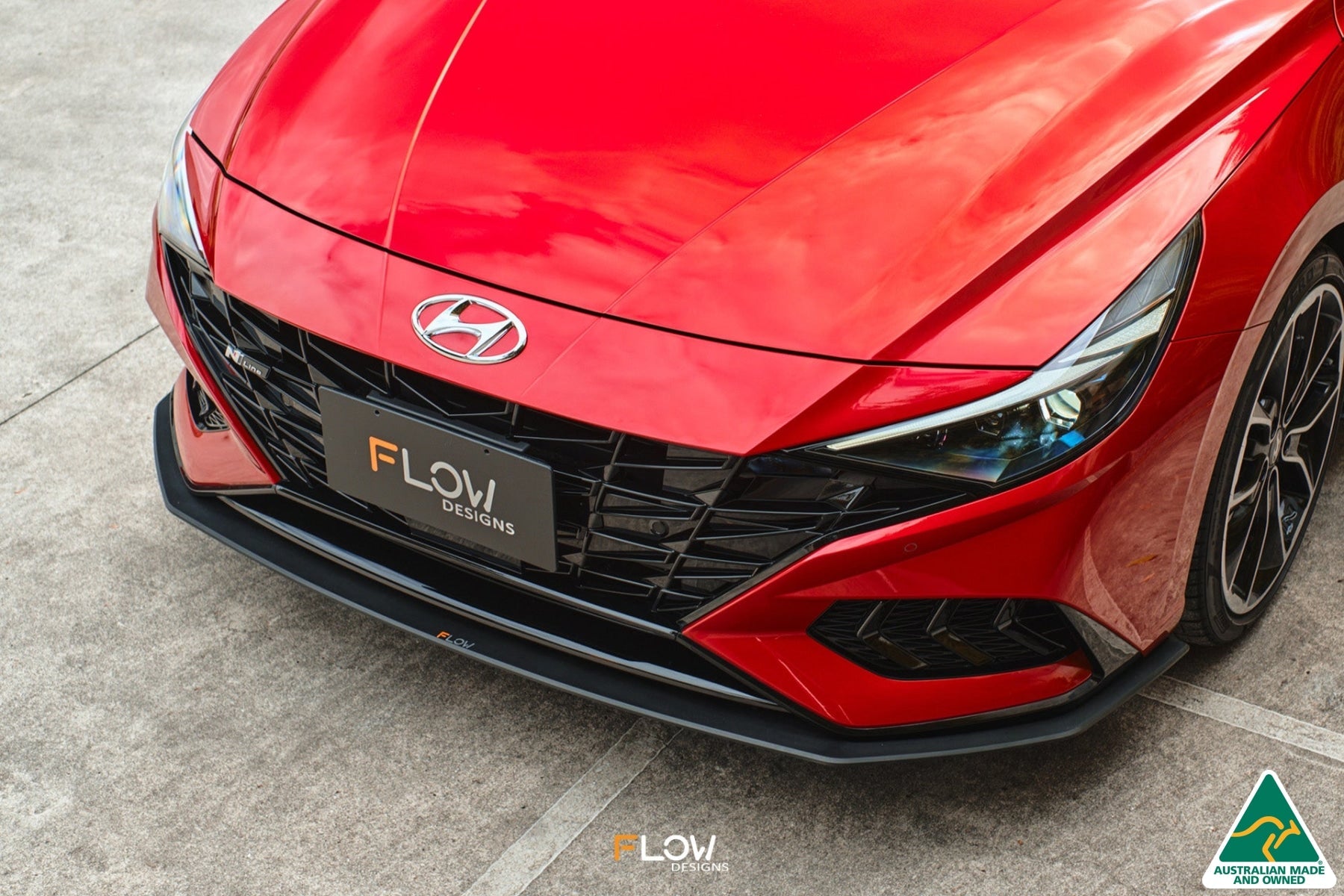 Flow Designs CN7 i30 N Line Sedan 2020 - 2022 Front Lip Splitter & Mounting Brace - iilumolab