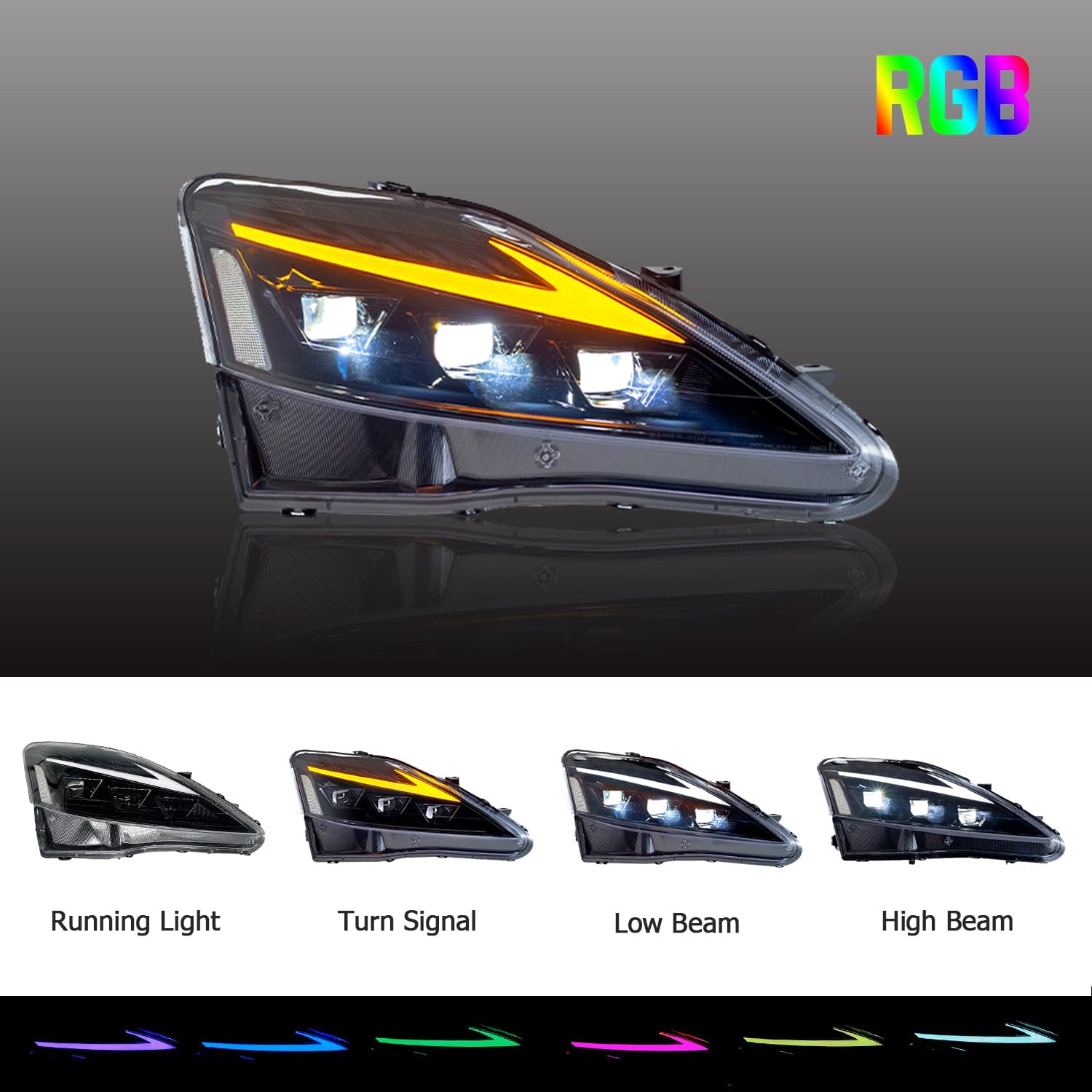 2006-2013 LEXUS IS250 IS350 ISF RGB LED HEADLIGHTS - iilumo
