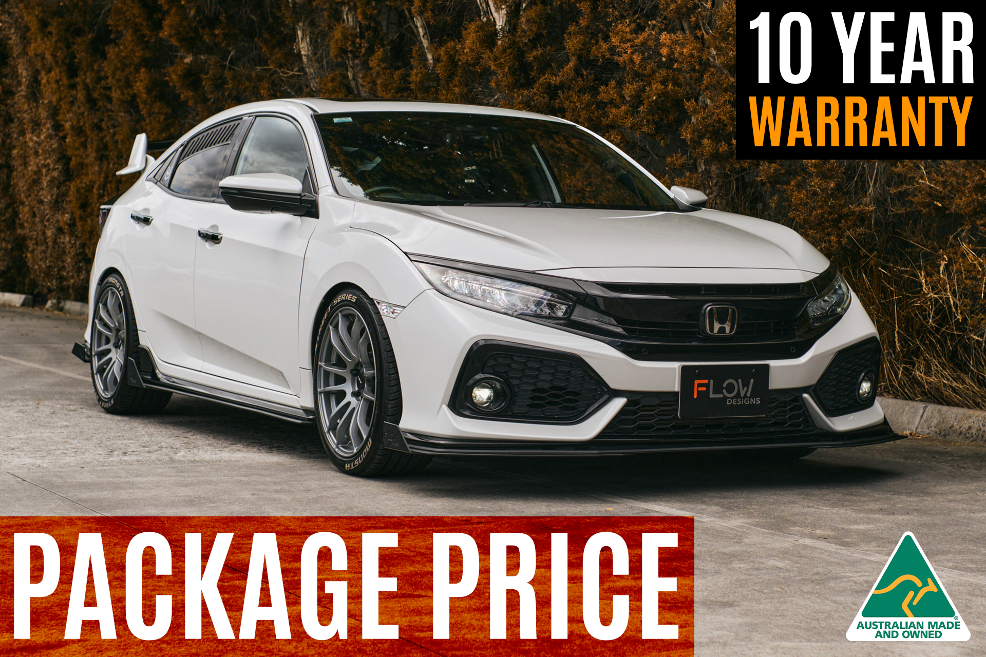 Flow Designs FK4/FK7 Civic RS Hatch PFL Full Lip Splitter Set - iilumolab