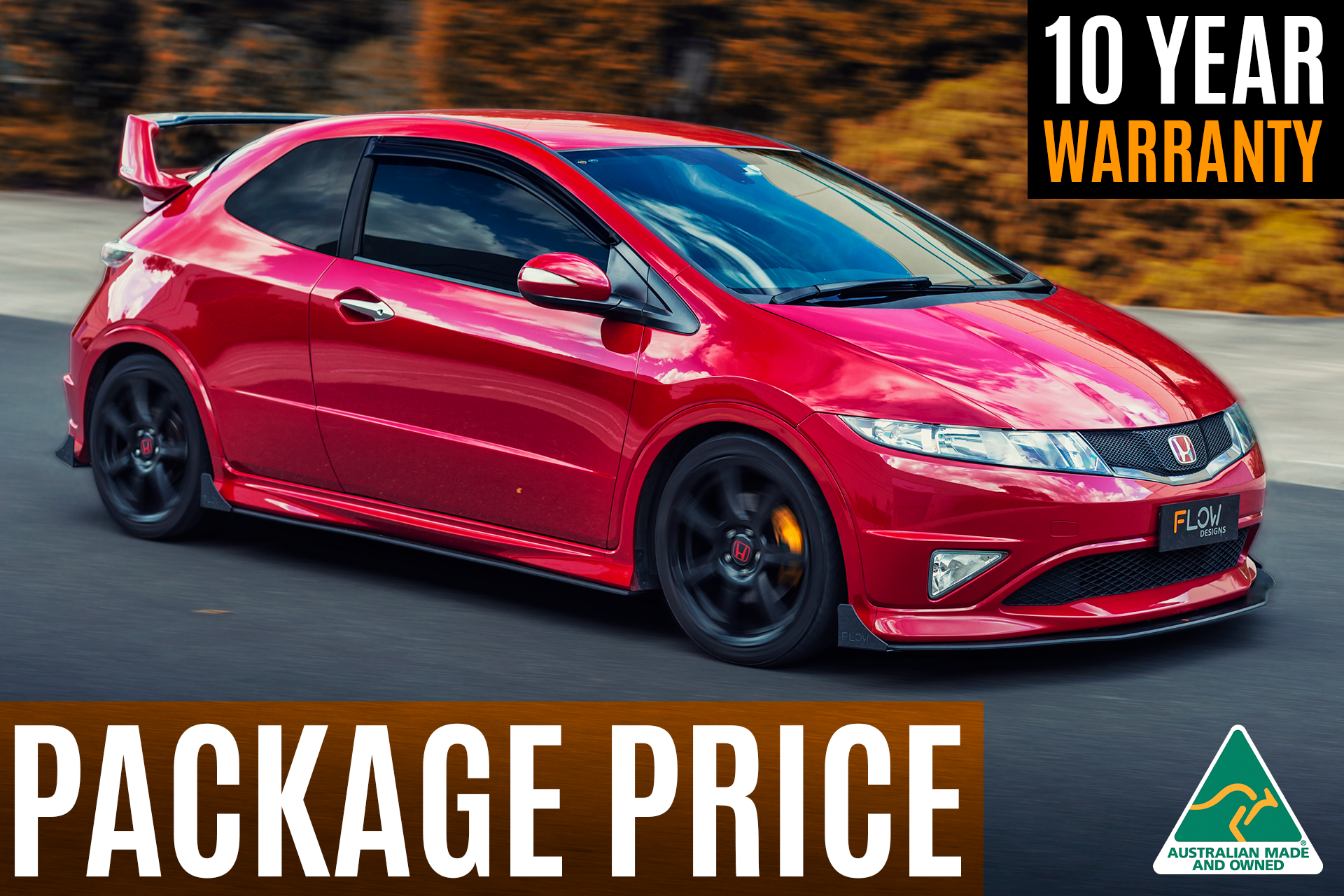 Flow Designs FN2 Civic Type R Full Lip Splitter Set - iilumolab