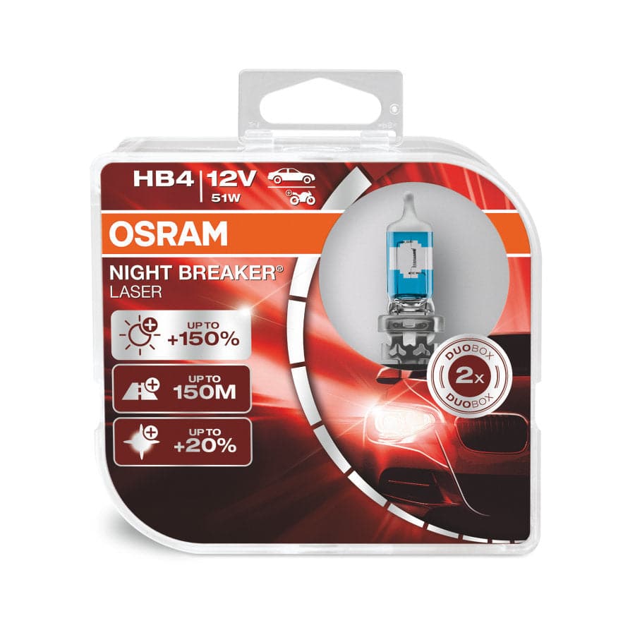 OSRAM NIGHT BREAKER LASER +150% HALOGEN : HB4 - iilumo