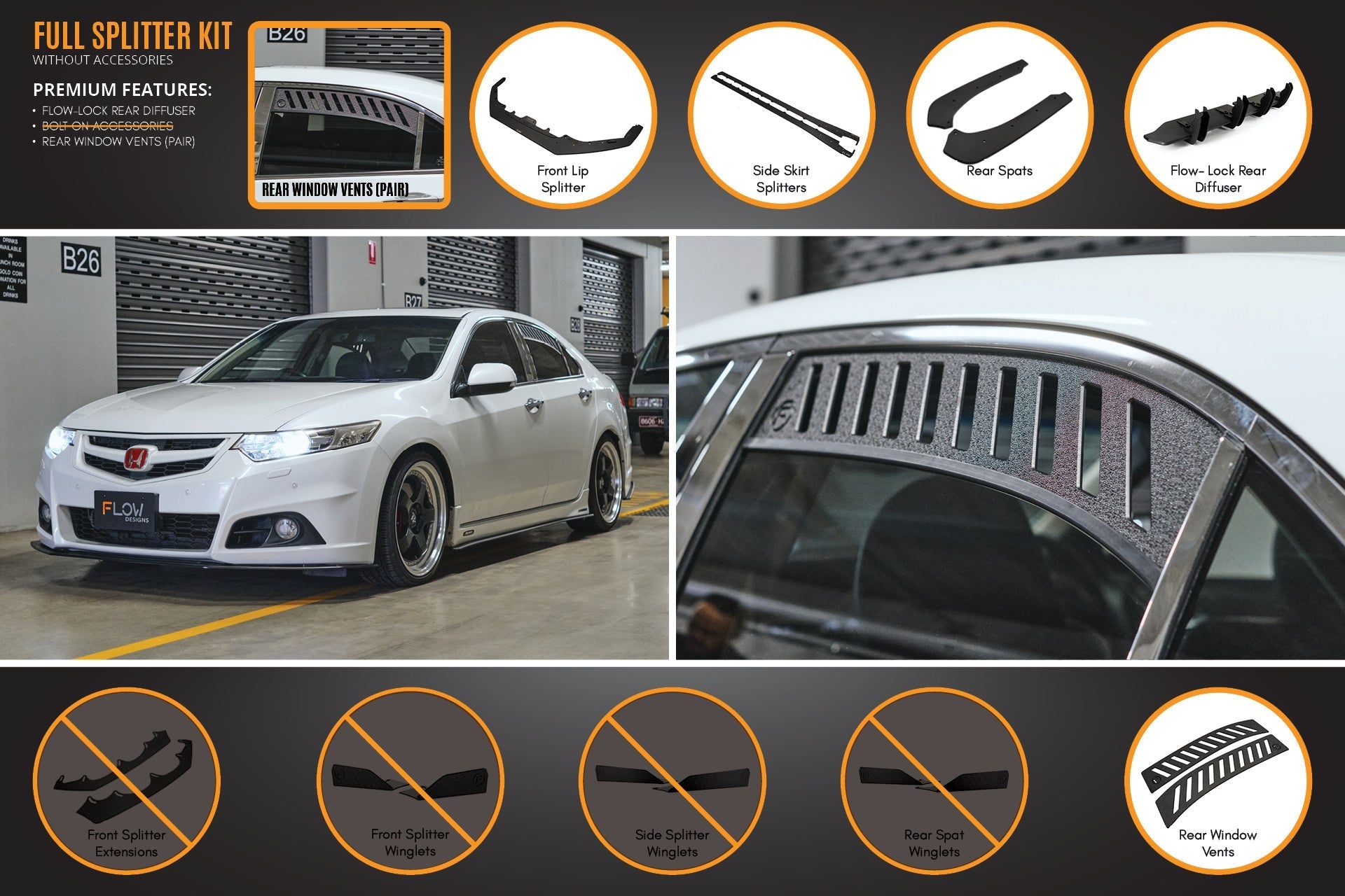 Flow Designs CU2 Accord Euro Full Lip Splitter Set - Modulo - iilumolab