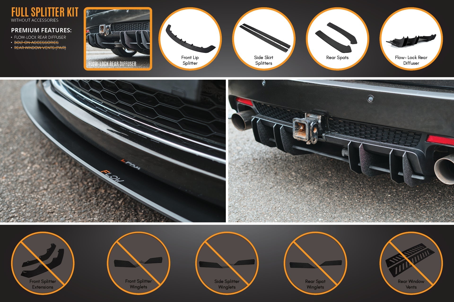 Flow Designs VE Commodore S1 Wagon Full Lip Splitter Set - iilumolab
