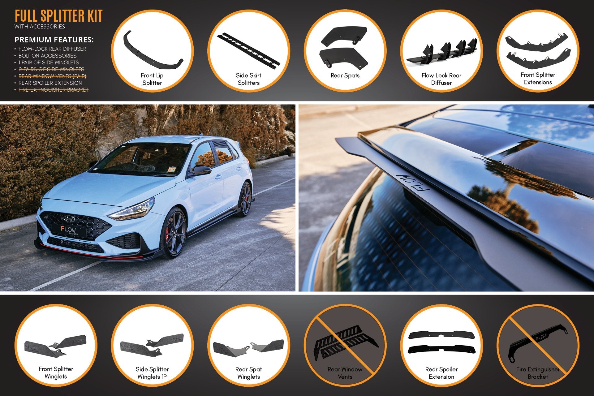 Flow Designs i30N Hatch PD FL 2021 Full Lip Splitter Set - iilumolab