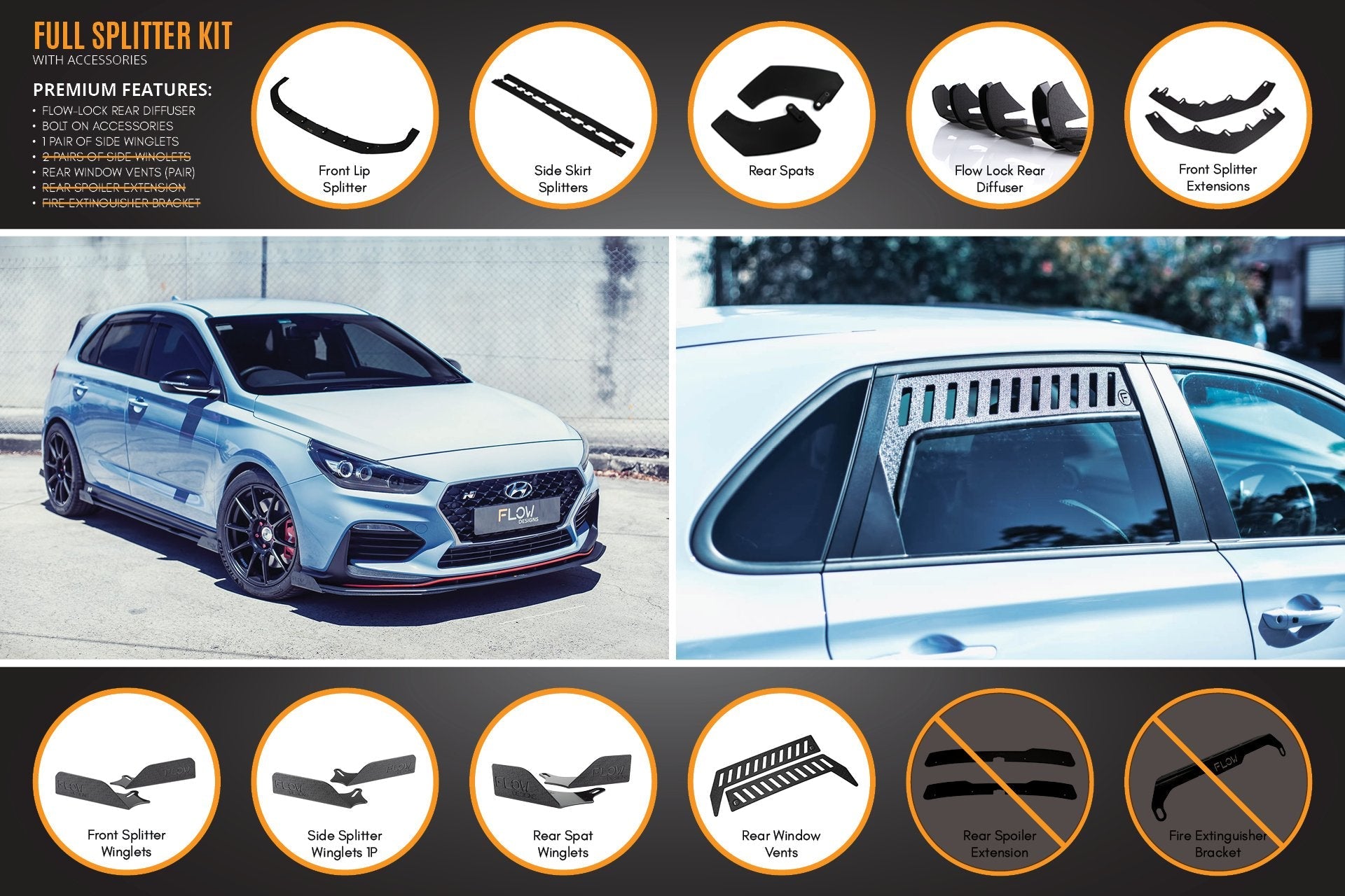 Flow Designs i30N Hatch PD (2018-2020) Full Lip Splitter Set - iilumolab