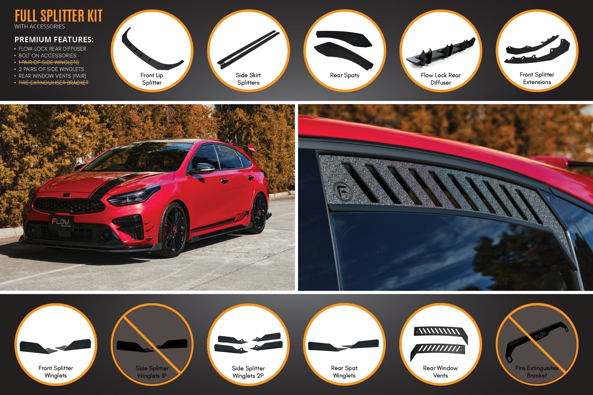 Flow Designs Cerato GT Hatch PFL Full Lip Splitter Set - iilumolab