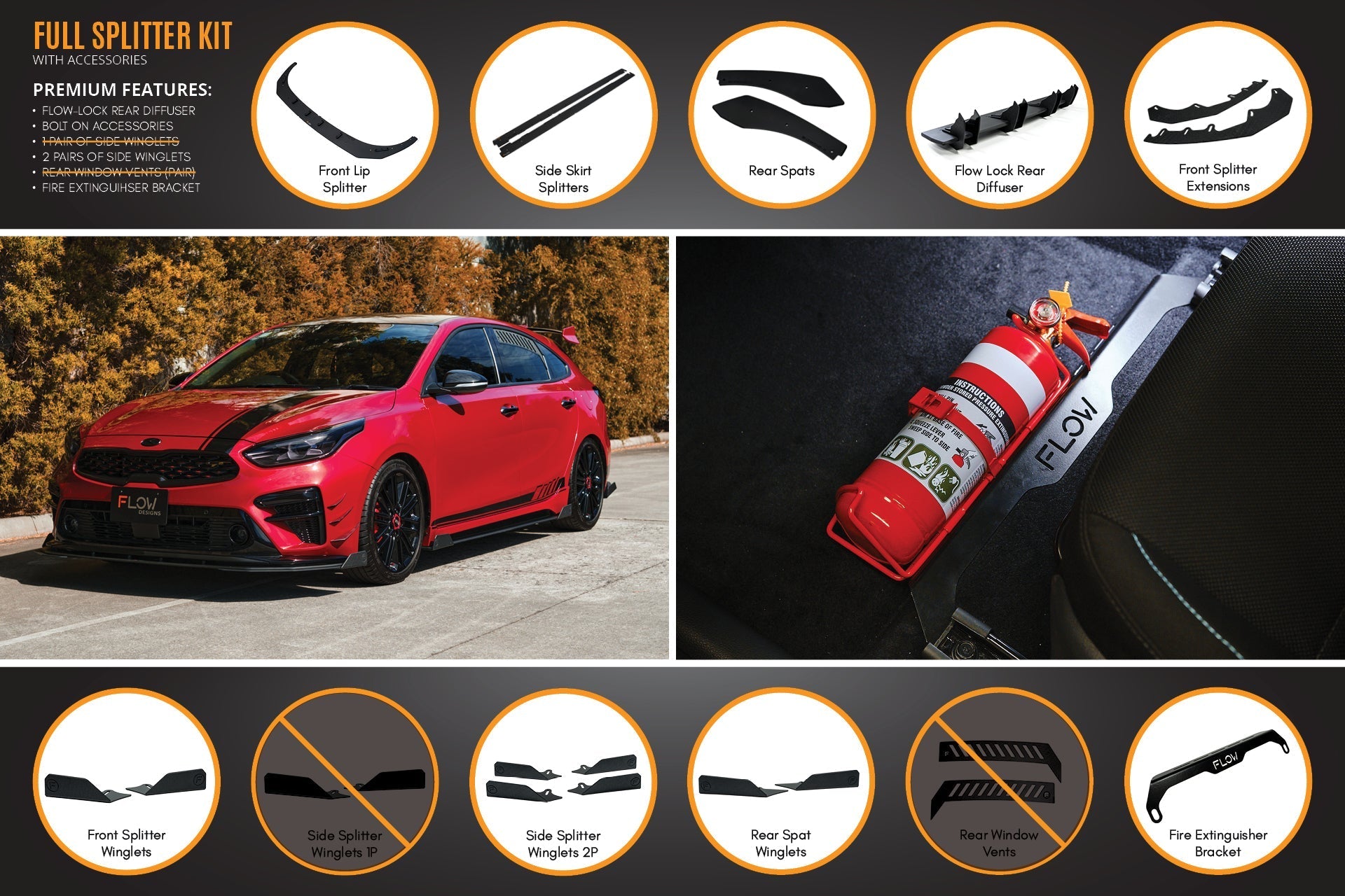 Flow Designs Cerato GT Hatch PFL Full Lip Splitter Set - iilumolab