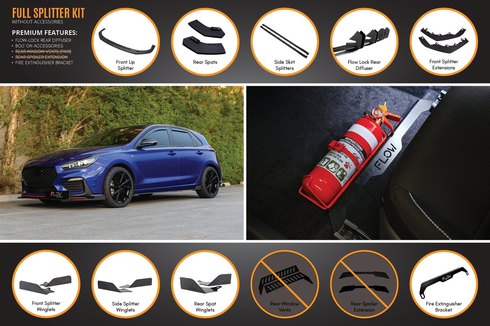 i30 N Line Hatch PD (2018-2023) Full Splitter Lip Set