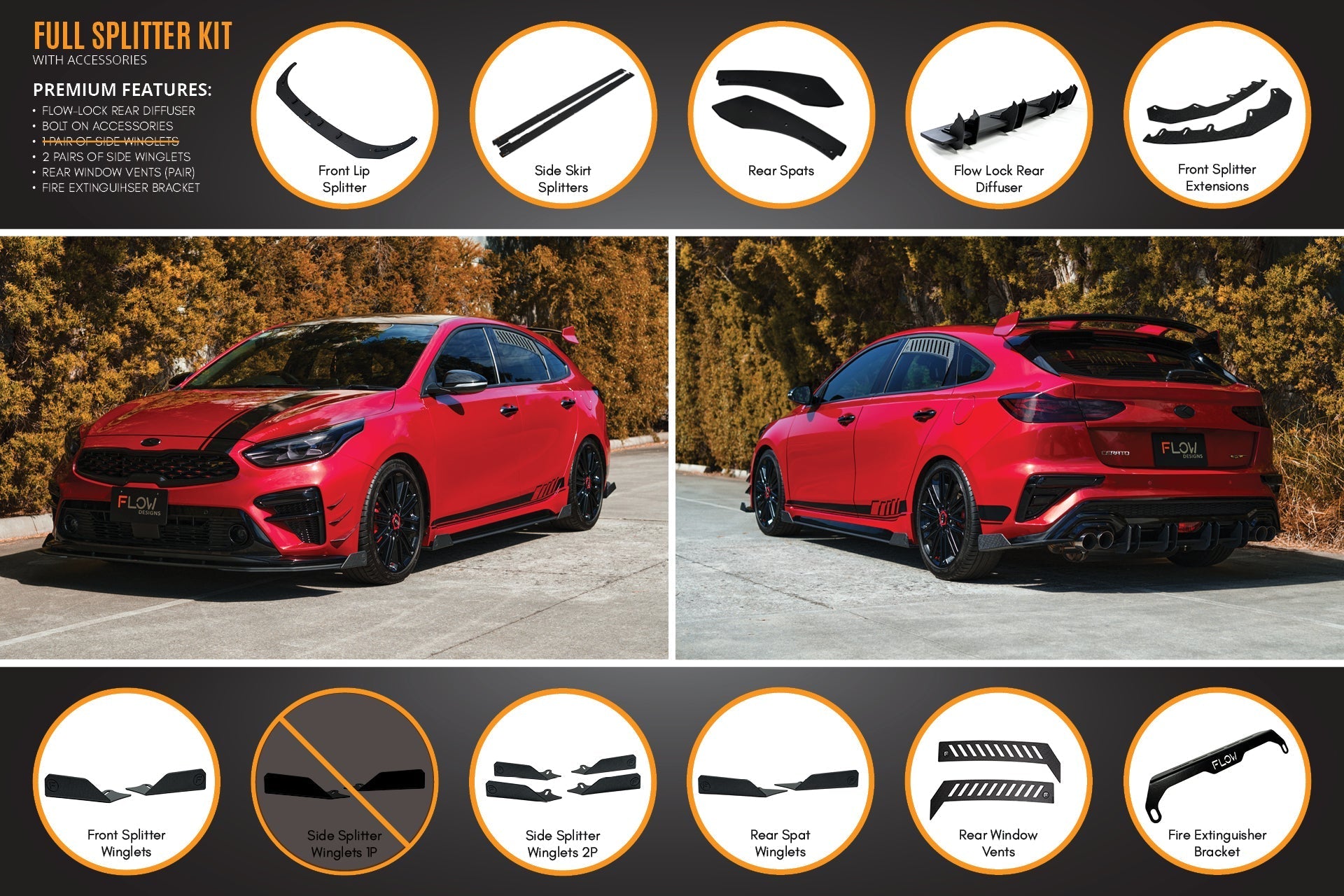 Flow Designs Cerato GT Hatch PFL Full Lip Splitter Set - iilumolab