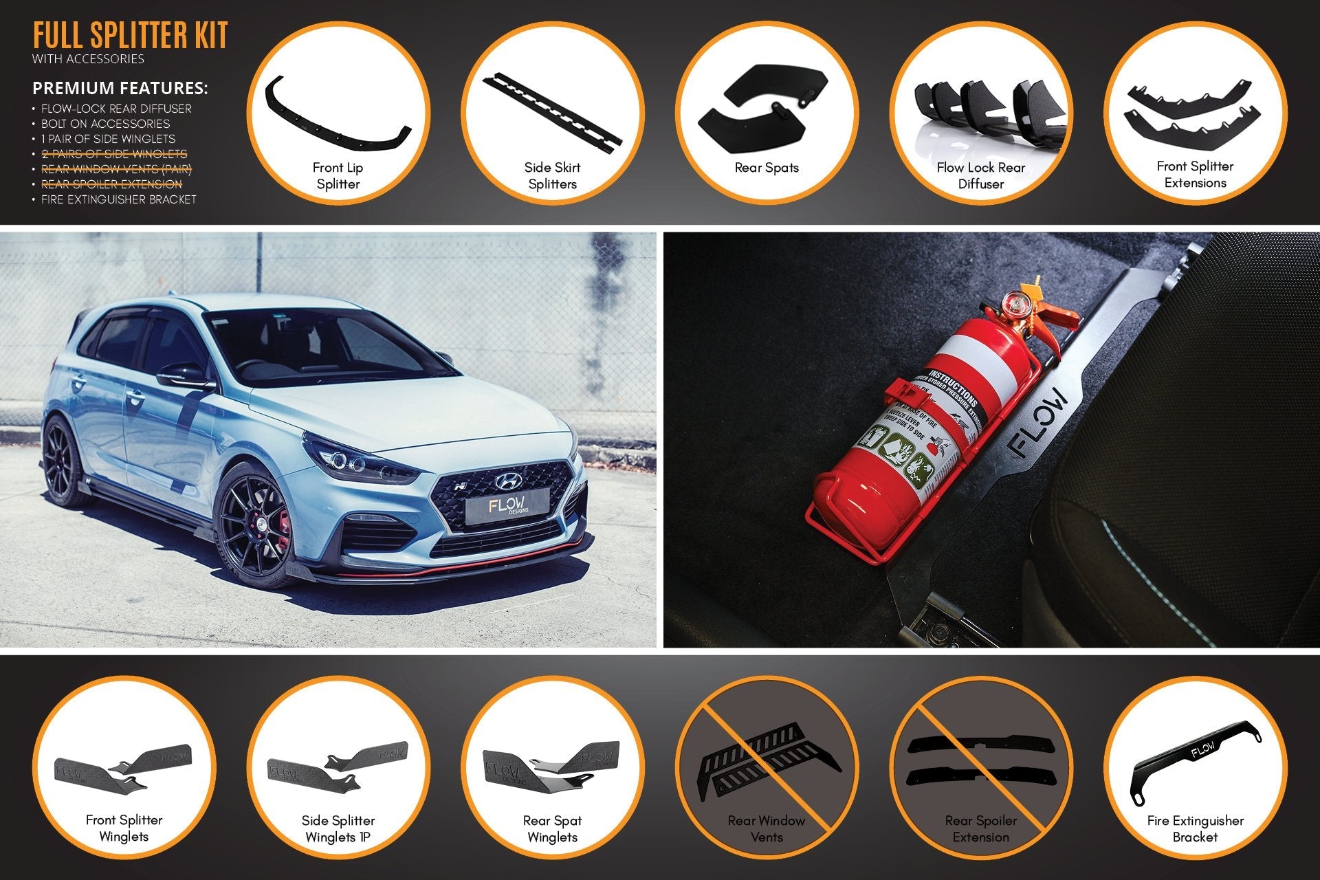 Flow Designs i30N Hatch PD (2018-2020) Full Lip Splitter Set - iilumolab