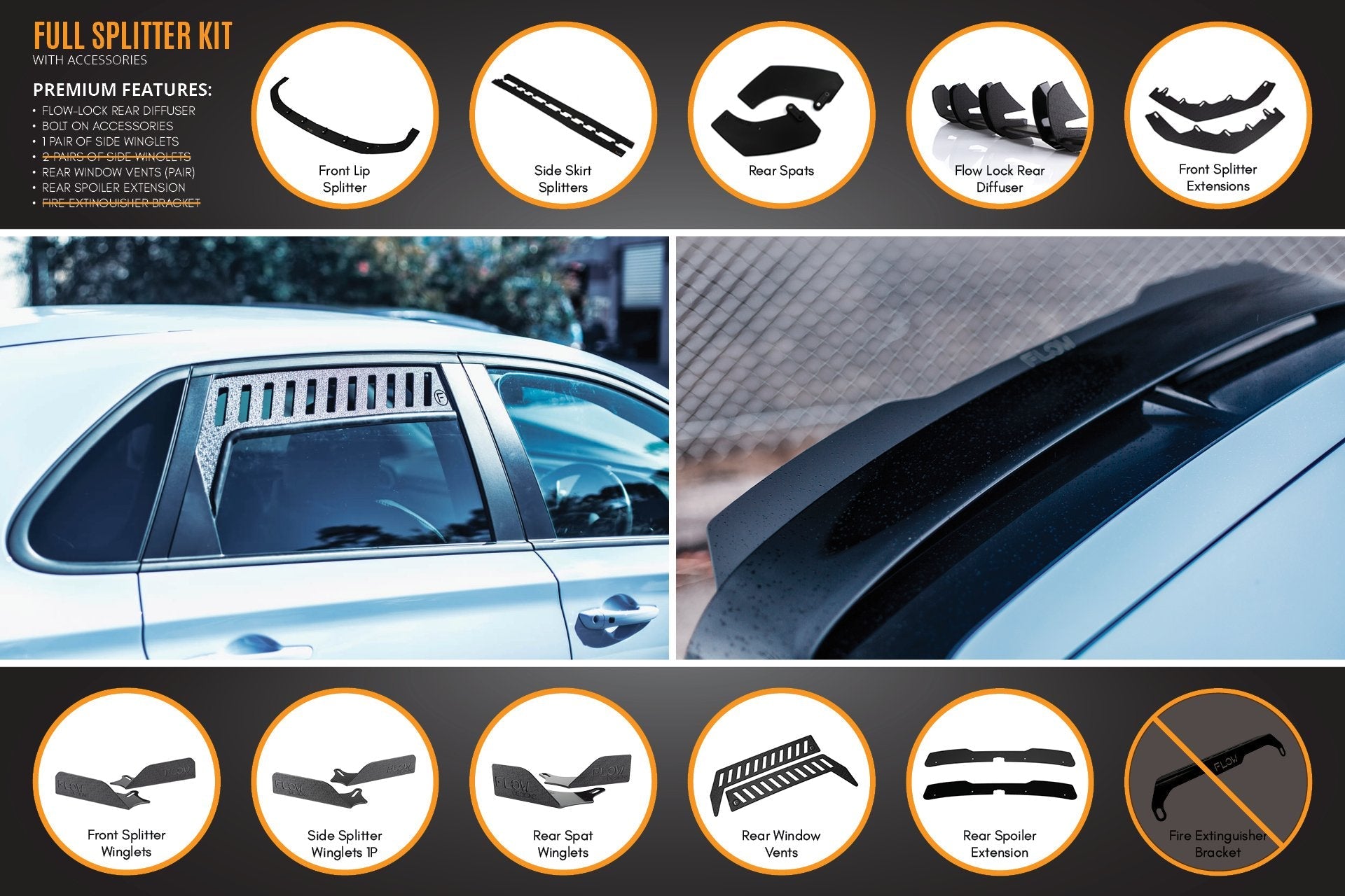 Flow Designs i30N Hatch PD (2018-2020) Full Lip Splitter Set - iilumolab