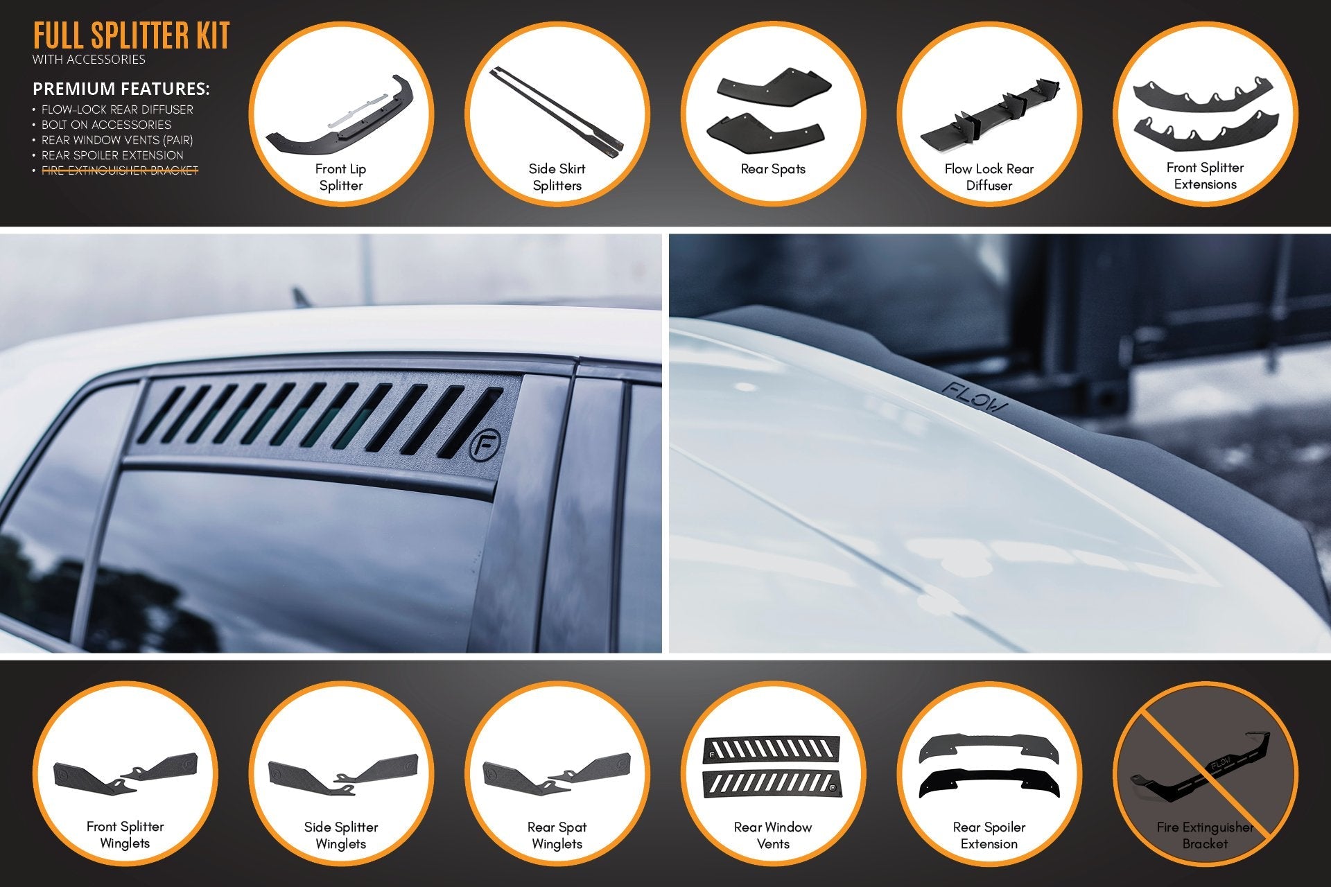 Flow Designs MK8 Golf GTI Full Lip Splitter Set - iilumolab