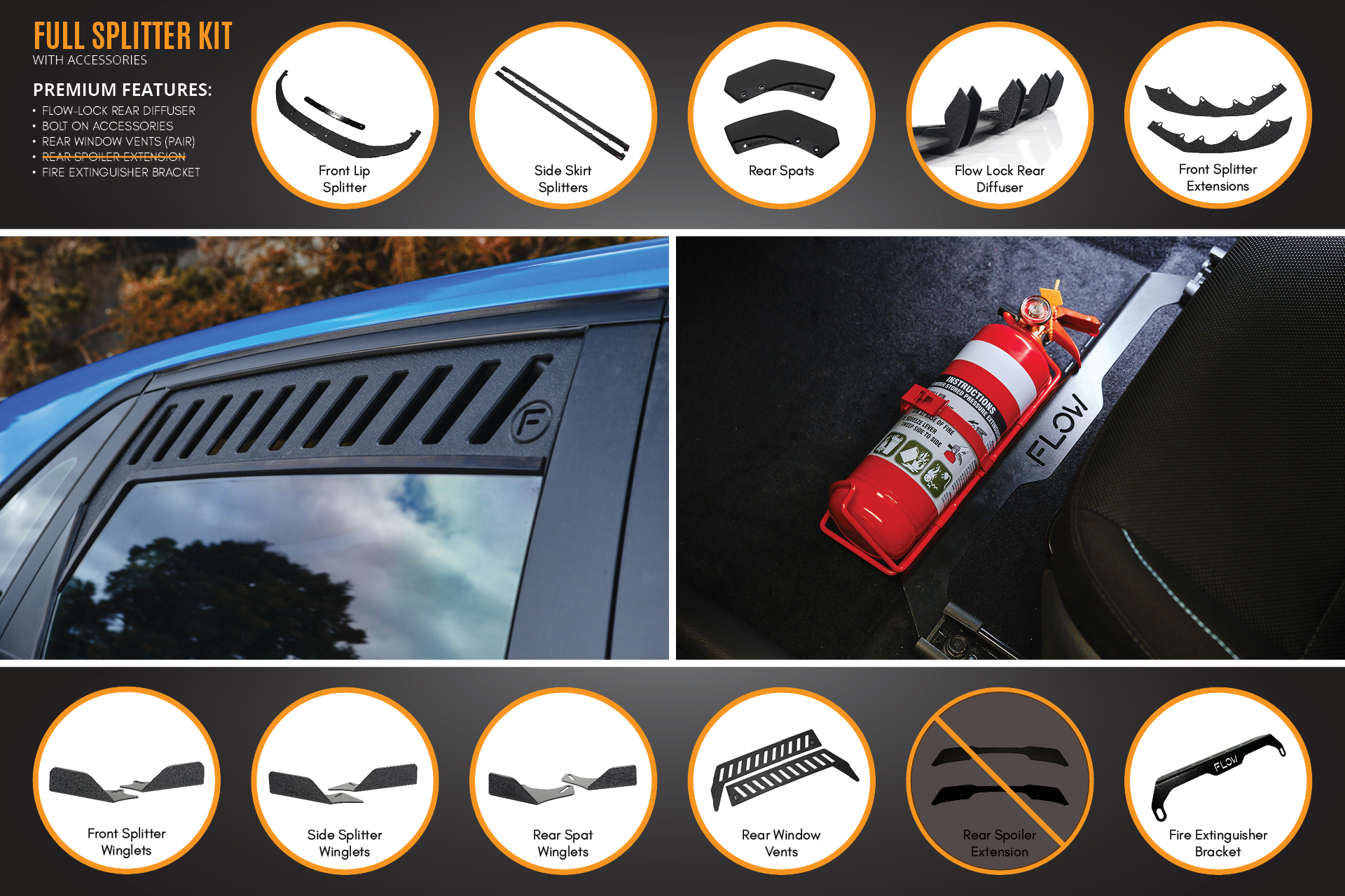 Flow Designs i30 SR Hatch (2017-2018) Full Lip Splitter Set