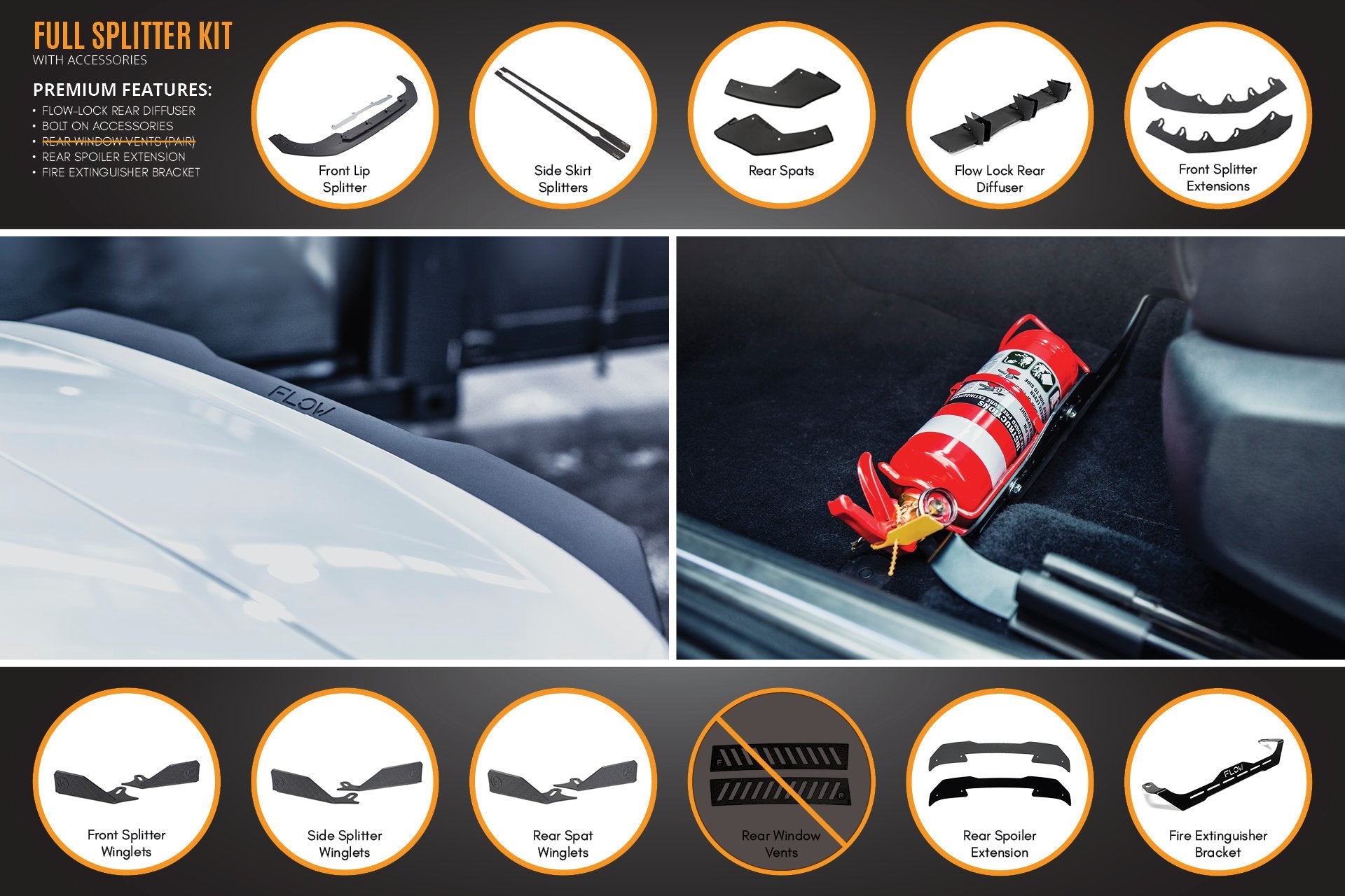 Flow Designs MK8 Golf GTI Full Lip Splitter Set - iilumolab