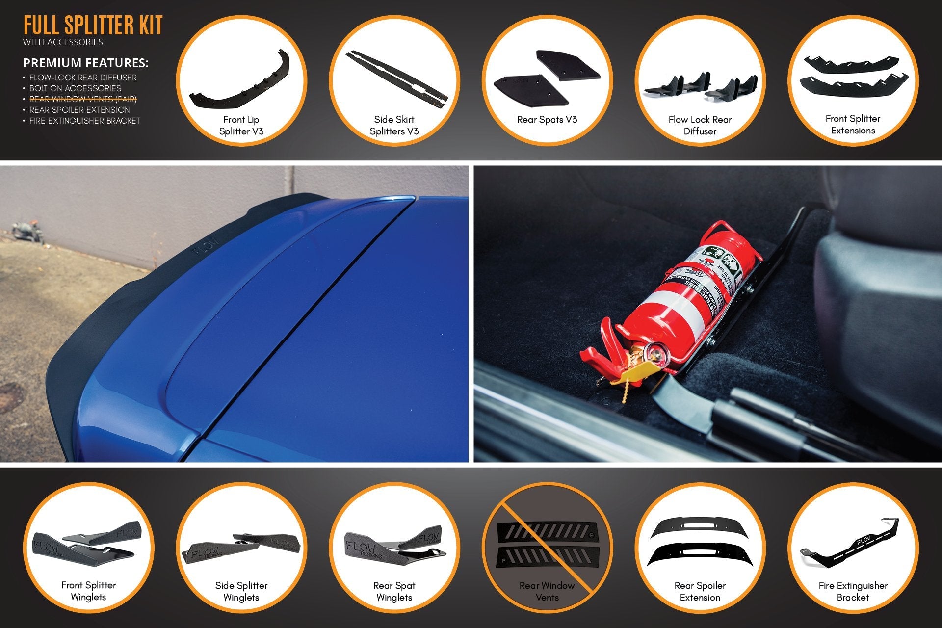 Flow Designs MK6 Golf R Full Lip Splitter Set - iilumolab