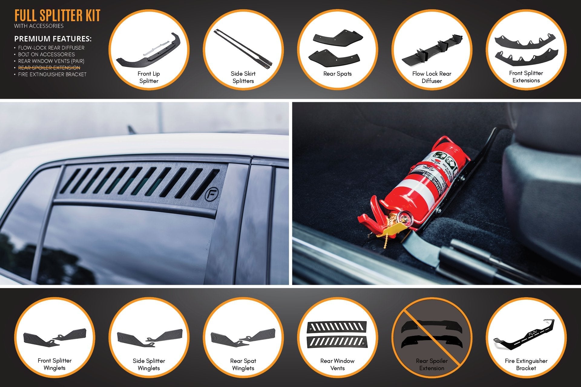 Flow Designs MK8 Golf GTI Full Lip Splitter Set - iilumolab