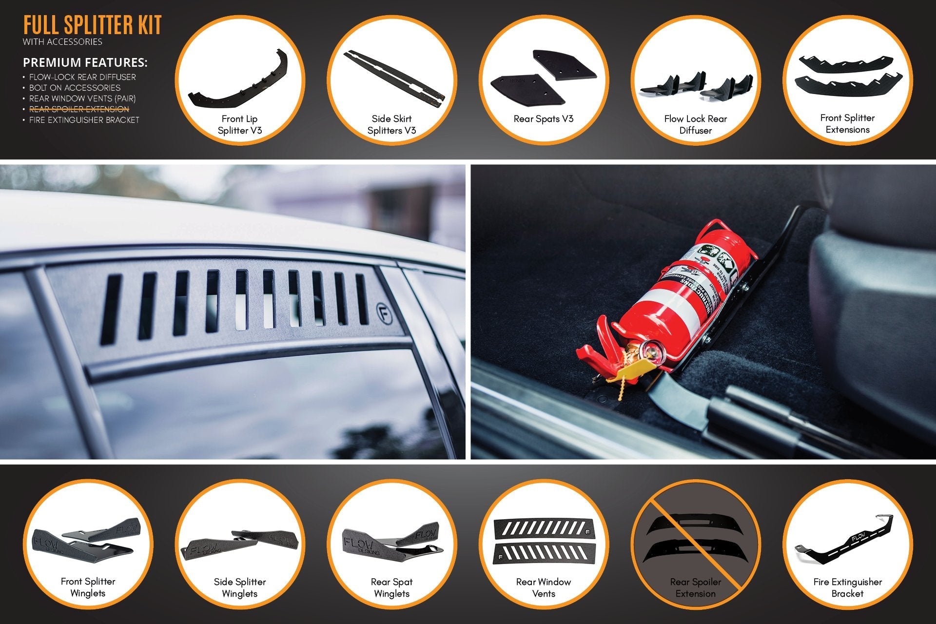 Flow Designs MK6 Golf R Full Lip Splitter Set - iilumolab