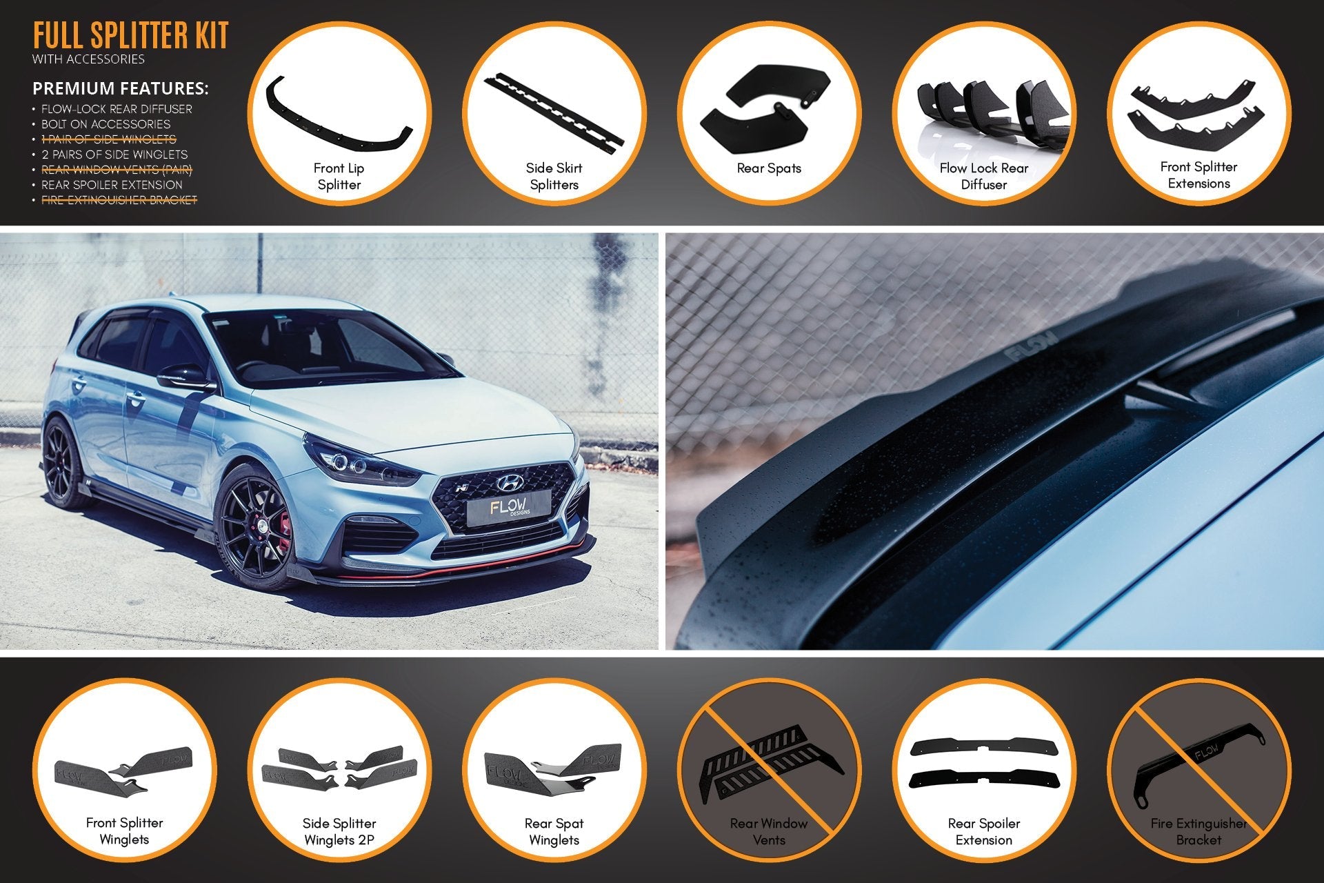 Flow Designs i30N Hatch PD (2018-2020) Full Lip Splitter Set - iilumolab
