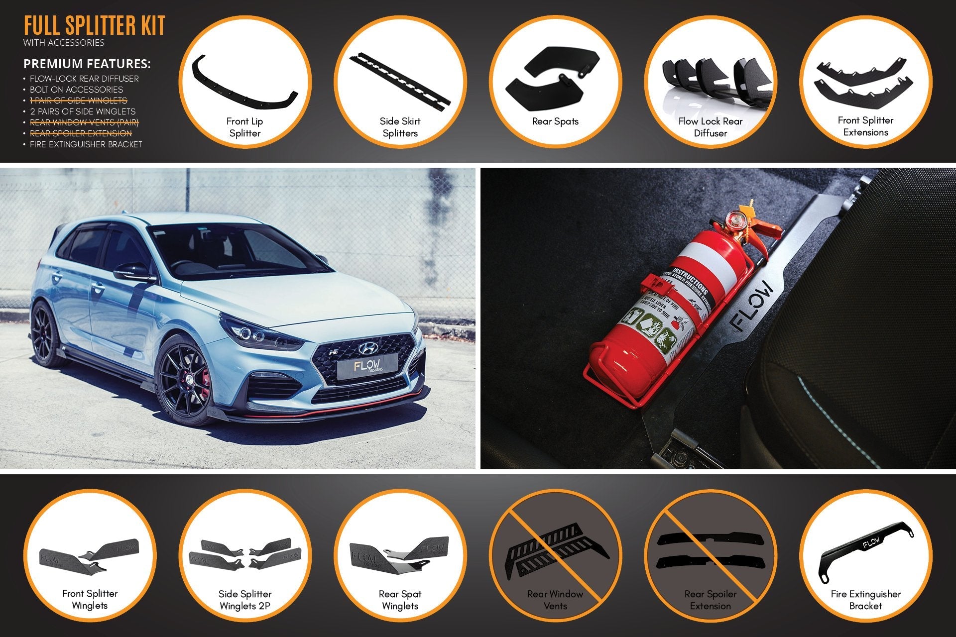 Flow Designs i30N Hatch PD (2018-2020) Full Lip Splitter Set - iilumolab