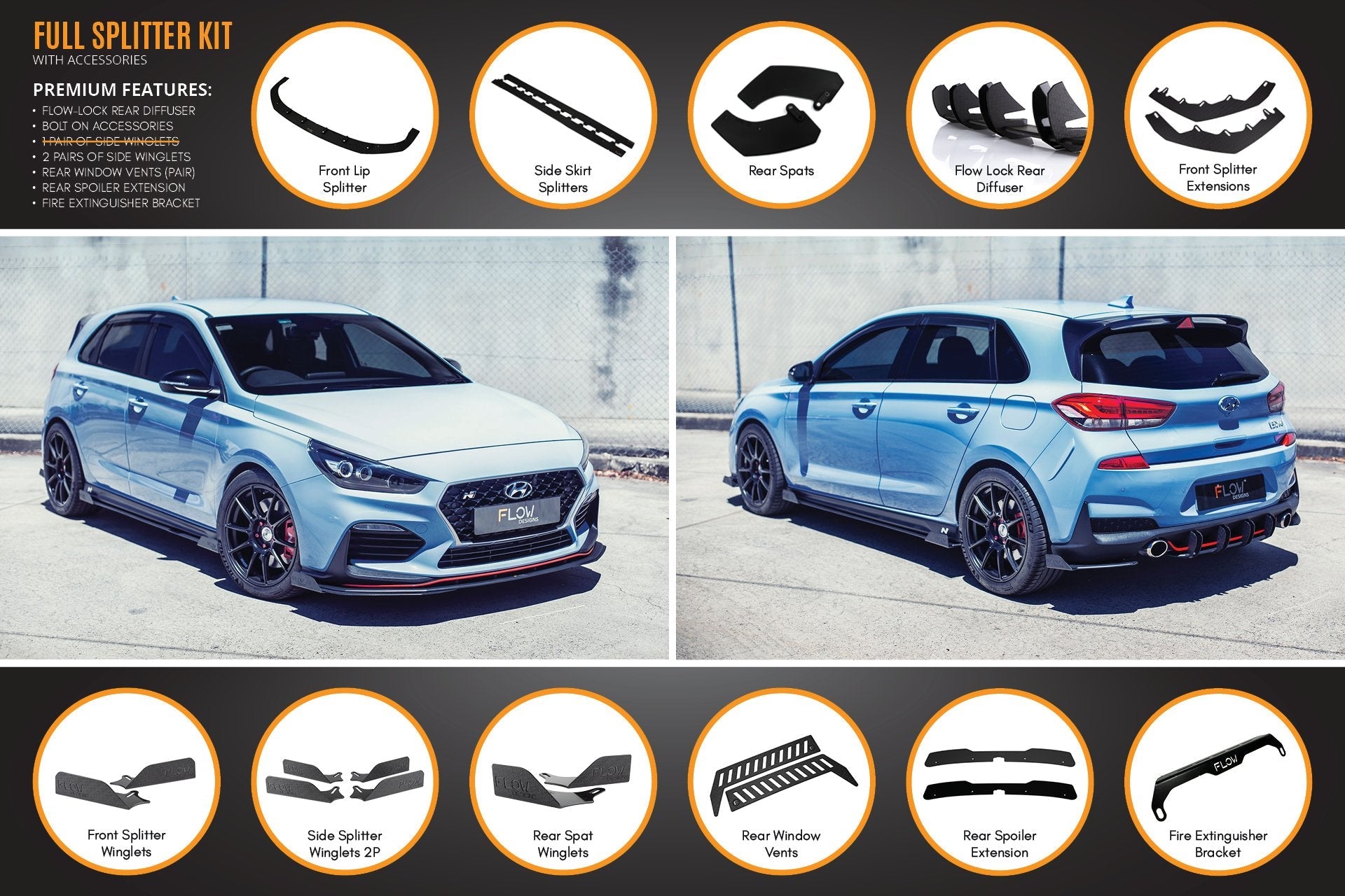 Flow Designs i30N Hatch PD (2018-2020) Full Lip Splitter Set - iilumolab