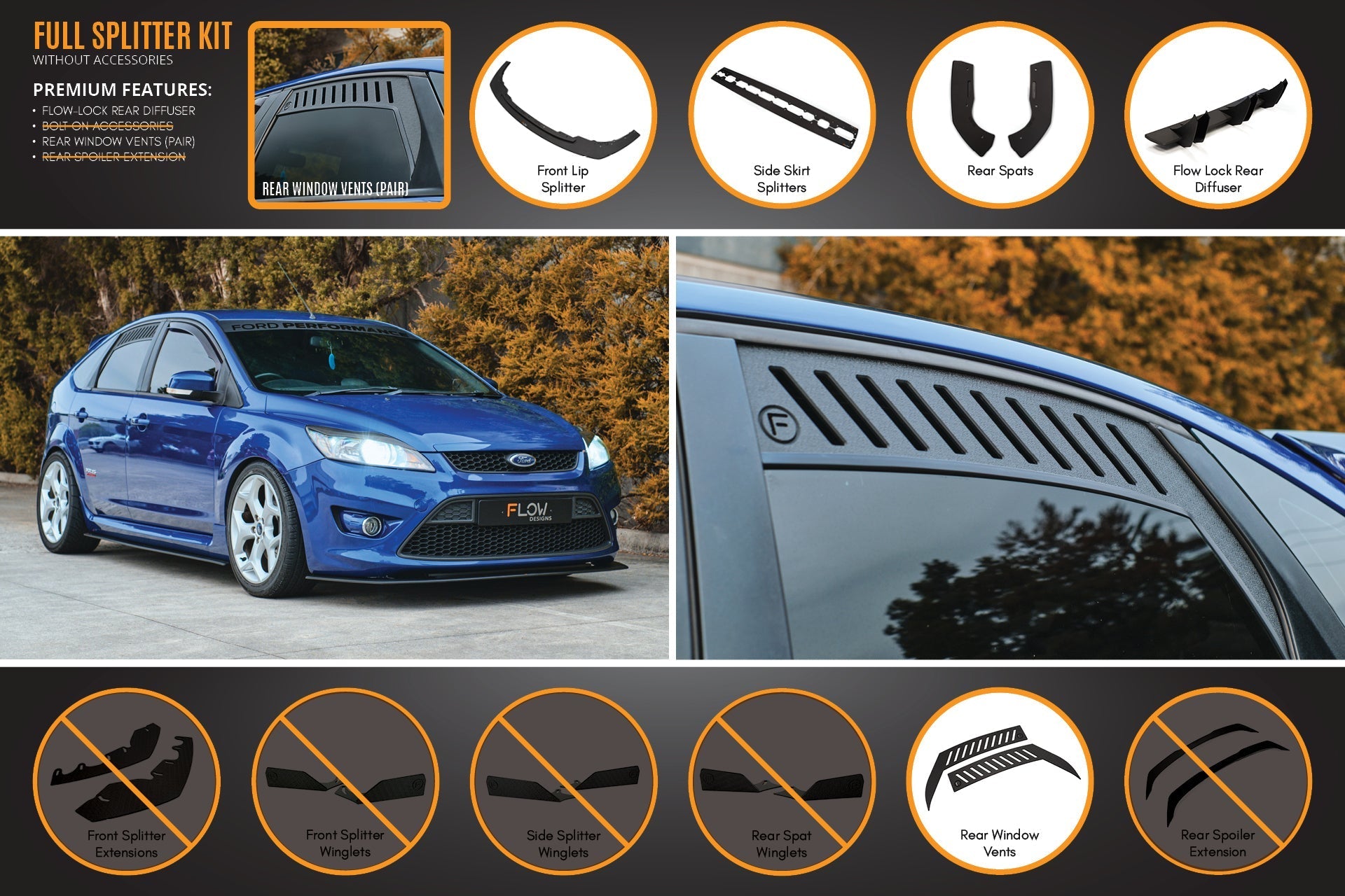 Flow Designs XR5 Focus Turbo V3 Full Lip Splitter Set - iilumolab