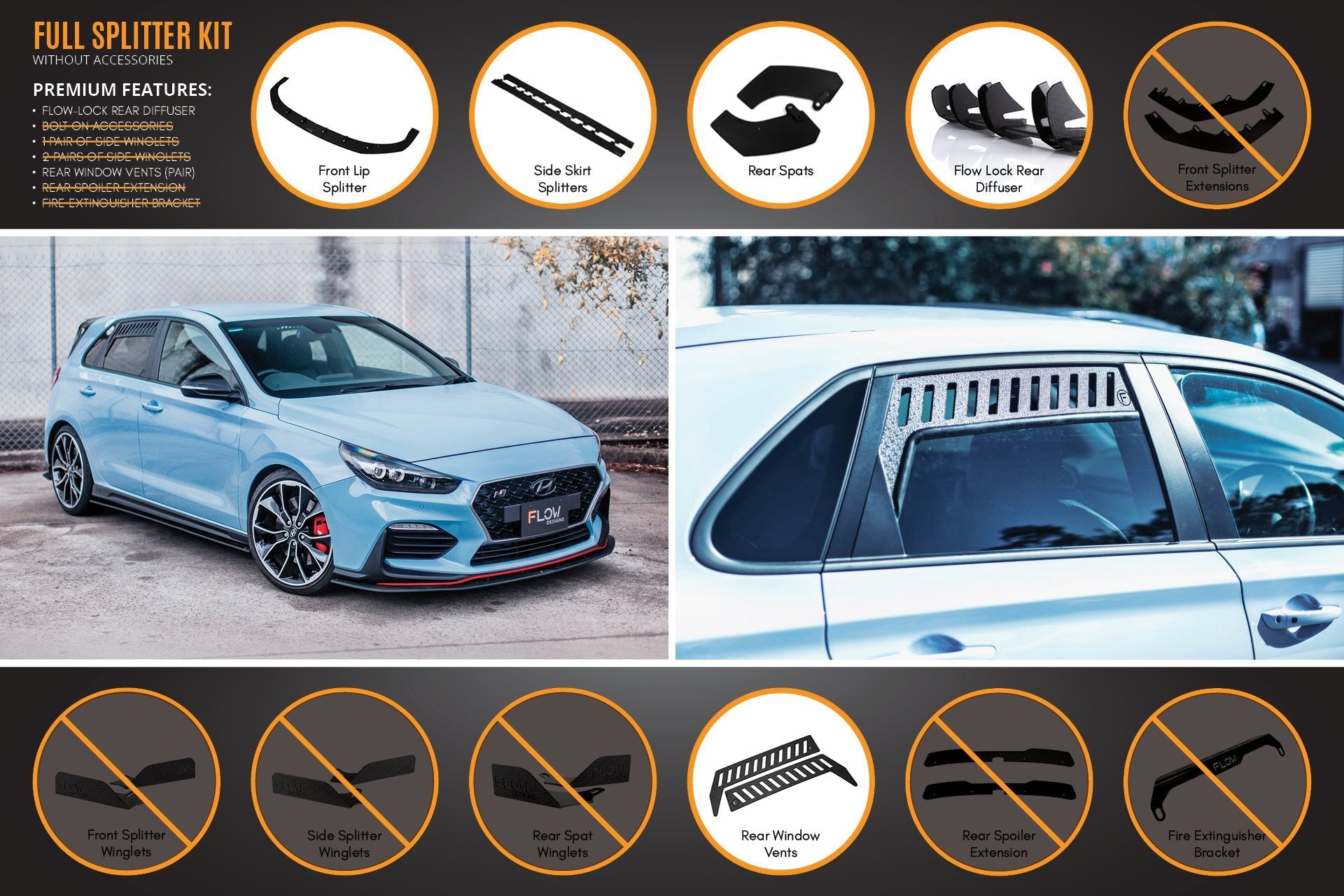 Flow Designs i30N Hatch PD (2018-2020) Full Lip Splitter Set - iilumolab