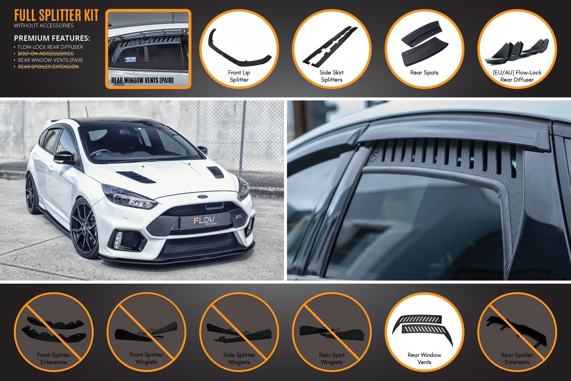 Flow Designs MK3 Focus RS Full Lip Splitter Set - iilumolab