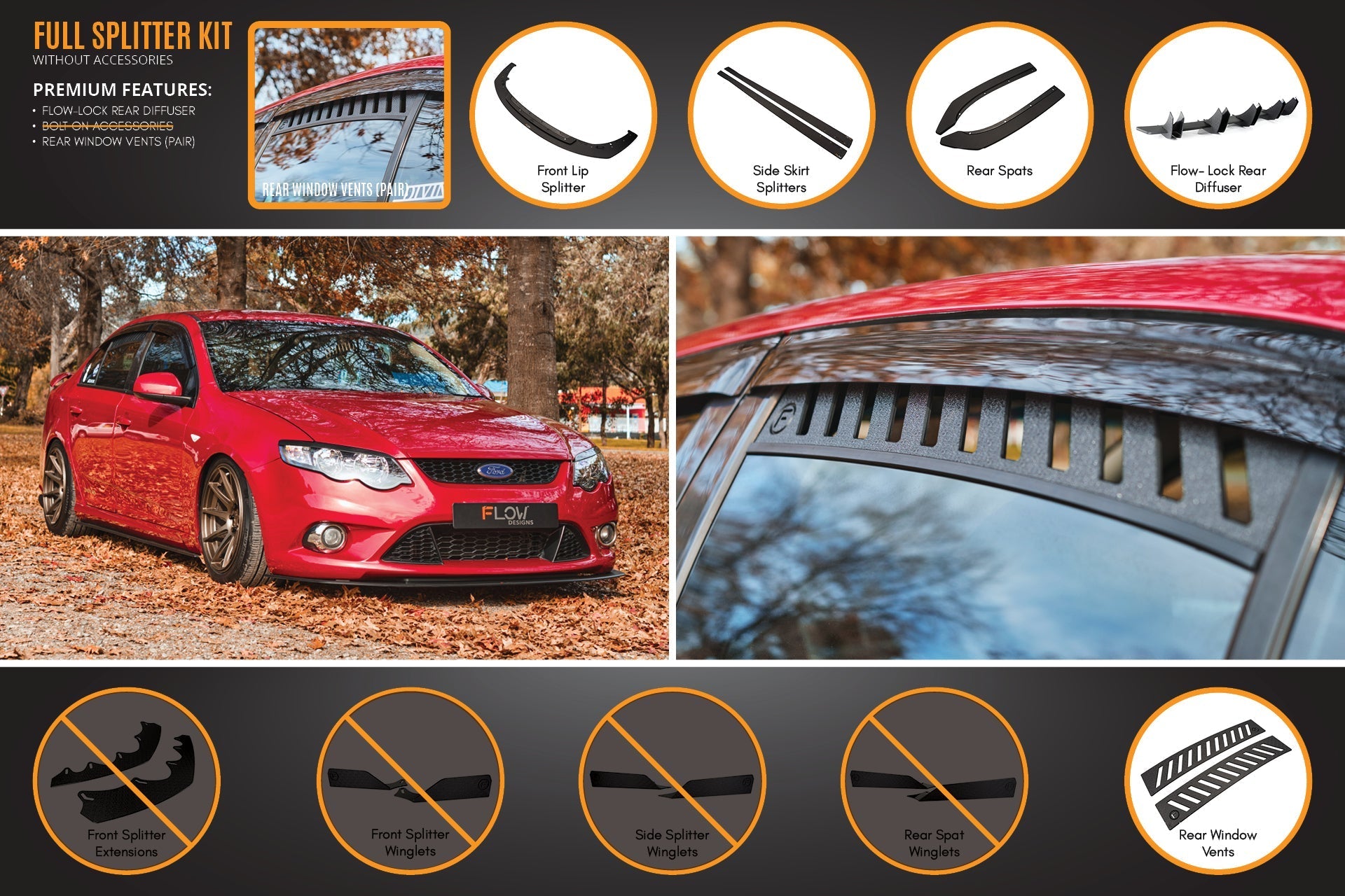 Flow Designs MK1 Falcon FG Full Lip Splitter Set - iilumolab