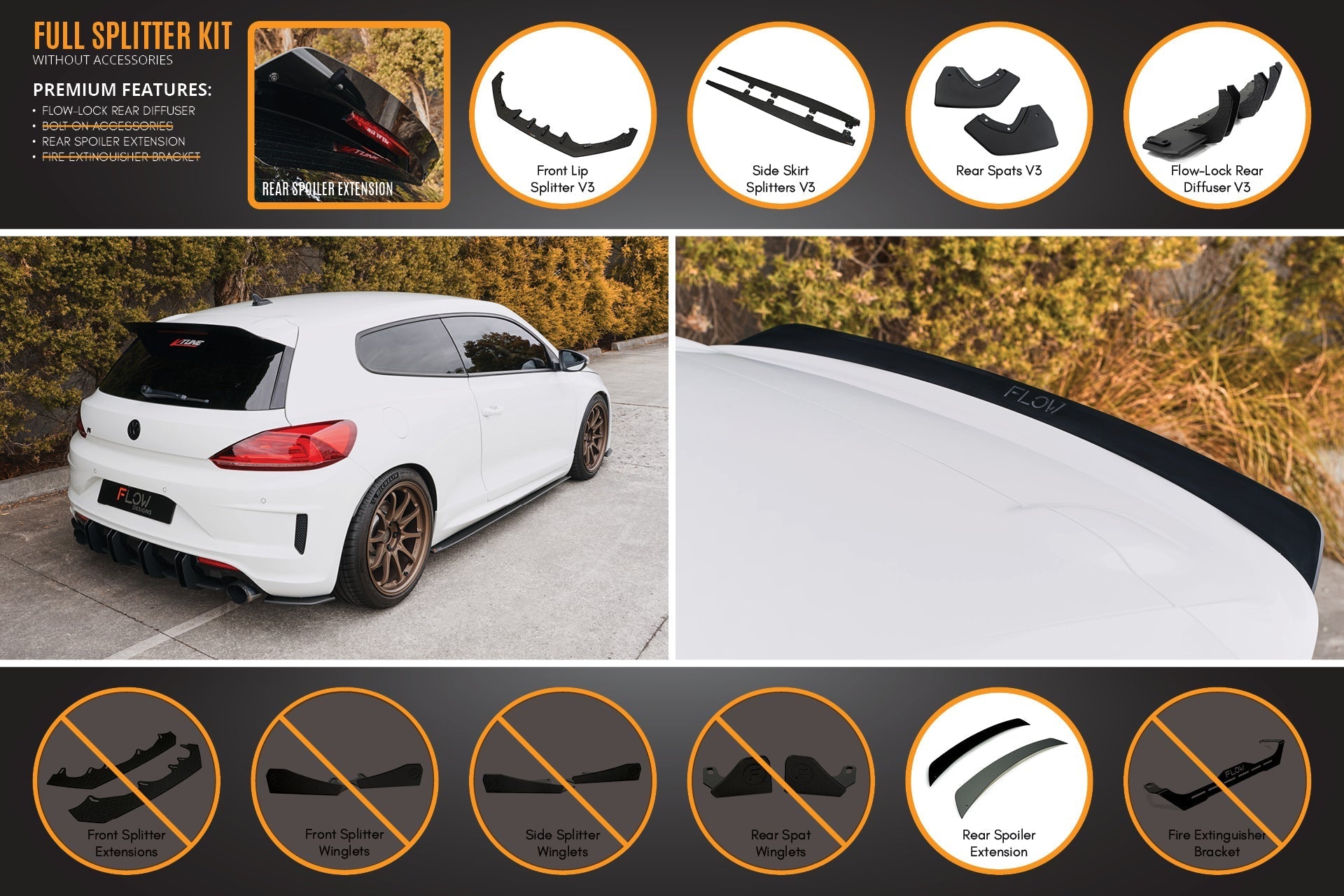 Flow Designs Scirocco R FL V3 Full Lip Splitter Set - iilumolab