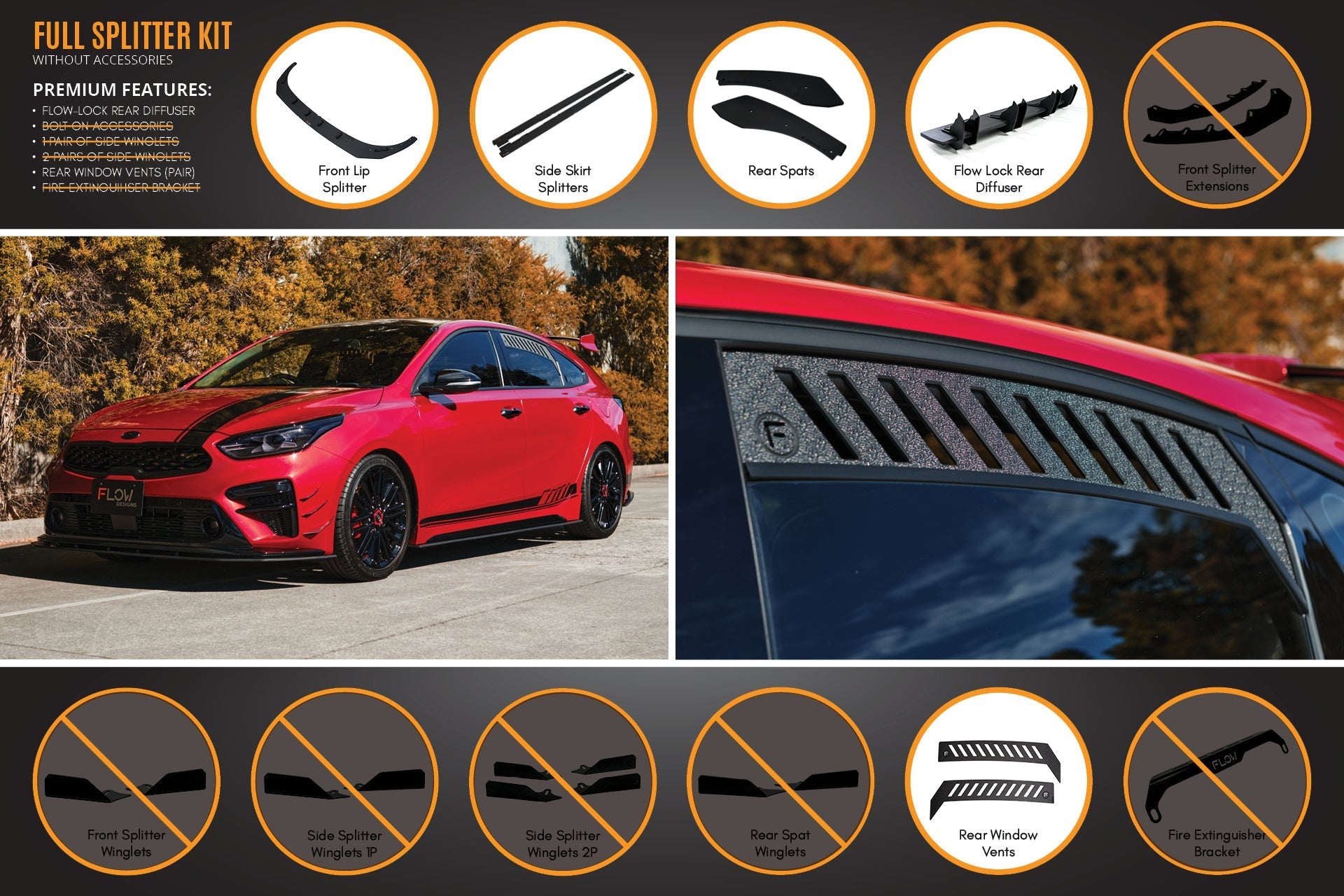 Flow Designs Cerato GT Hatch PFL Full Lip Splitter Set - iilumolab